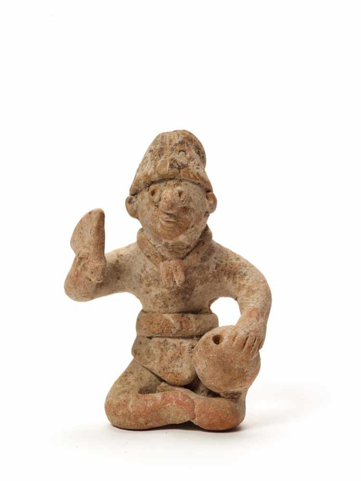 SEATED FIGURE AS A WHISTLE - COLIMA, WEST MEXICO, C. 100 BC – 100 ADFired clayColima, West Mexico,