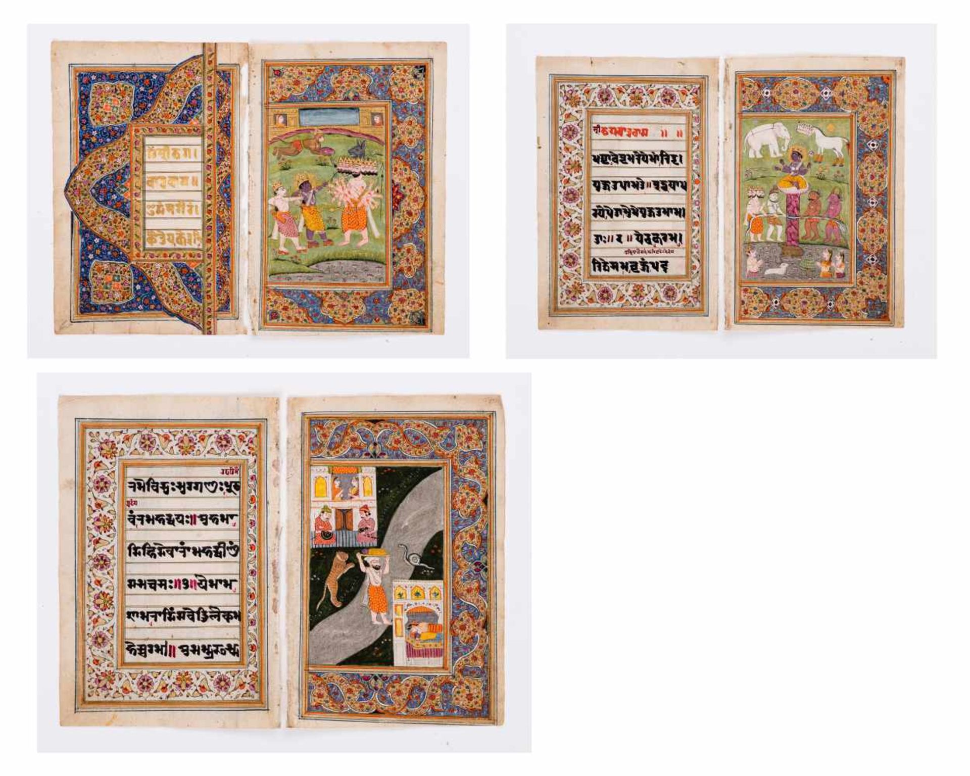 SIX INDIAN MINIATURE PAINTINGS - 19TH CENTURYMiniature painting with colors and gold on paper