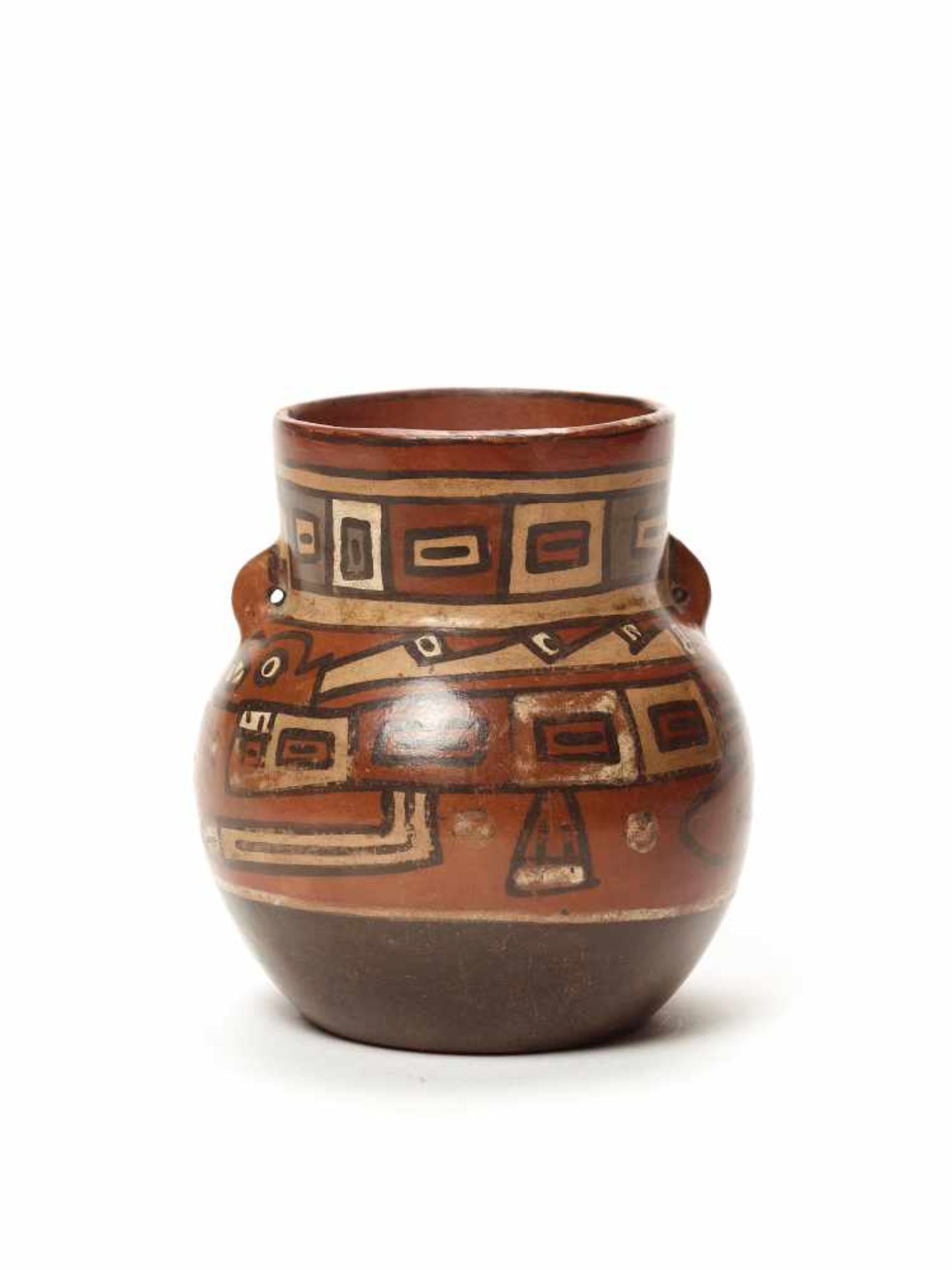 THREE CUPS AND A VESSEL- HUARI/ WARI CULTURE STYLE Painted clayHuari/ Wari culture style, Peru, - Image 12 of 13