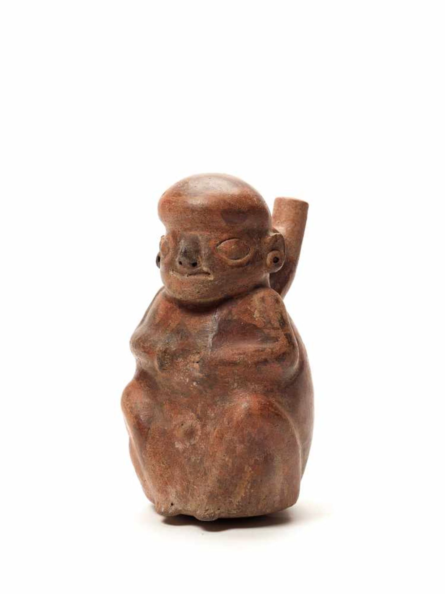 FIGURAL STIRRUP VESSEL - VICUS CULTURE, PERU, C. 1st CENTURY ADFired clayVicus culture, Peru, c. 1st