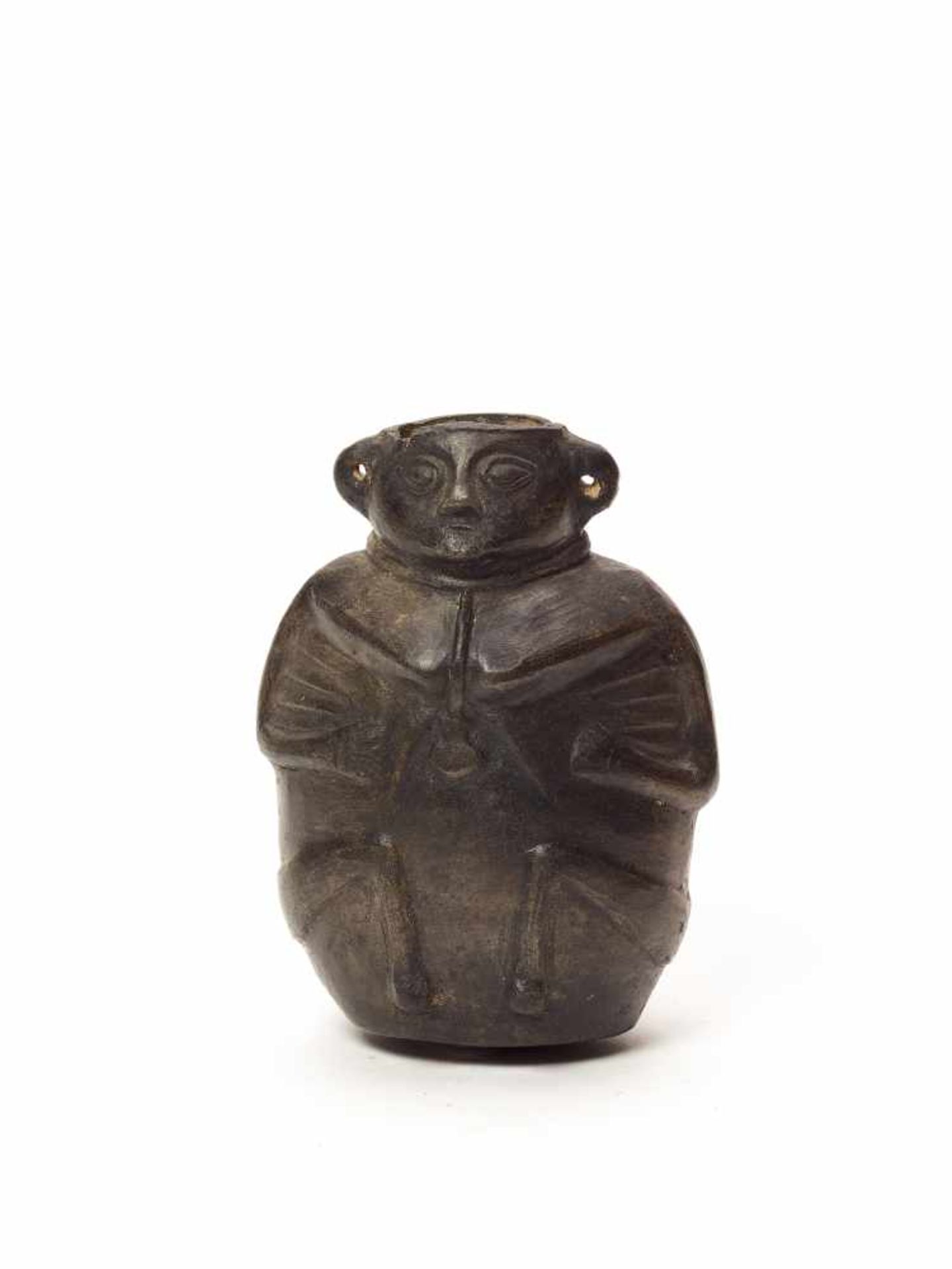 MAN-SHAPED VESSEL - VICÚS CULTURE, PERU, C. 100 BC-600 ADBlack fired clayVicús culture, Peru, c. 100