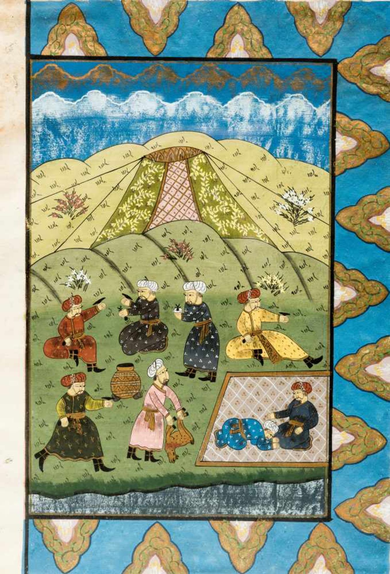 AN INDO-PERSIAN MINIATURE PAINTING - 19th CENTURYMiniature painting with colors and gold on