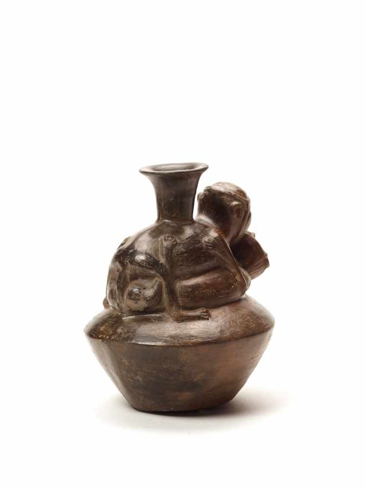 VESSEL IN THE FORM OF A COUPLE- INCA EMPIRE, PERU, C. 1200-1400 ADBlack fired clayInca empire, Peru, - Image 4 of 4