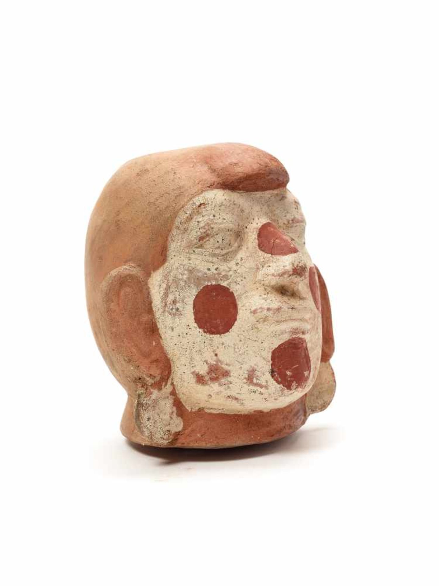 TL-TESTED LARGE HEAD-SHAPED VESSEL – MOCHE CULTURE, PERU, C. 11TH CENTURYFired clay painted in - Image 5 of 5