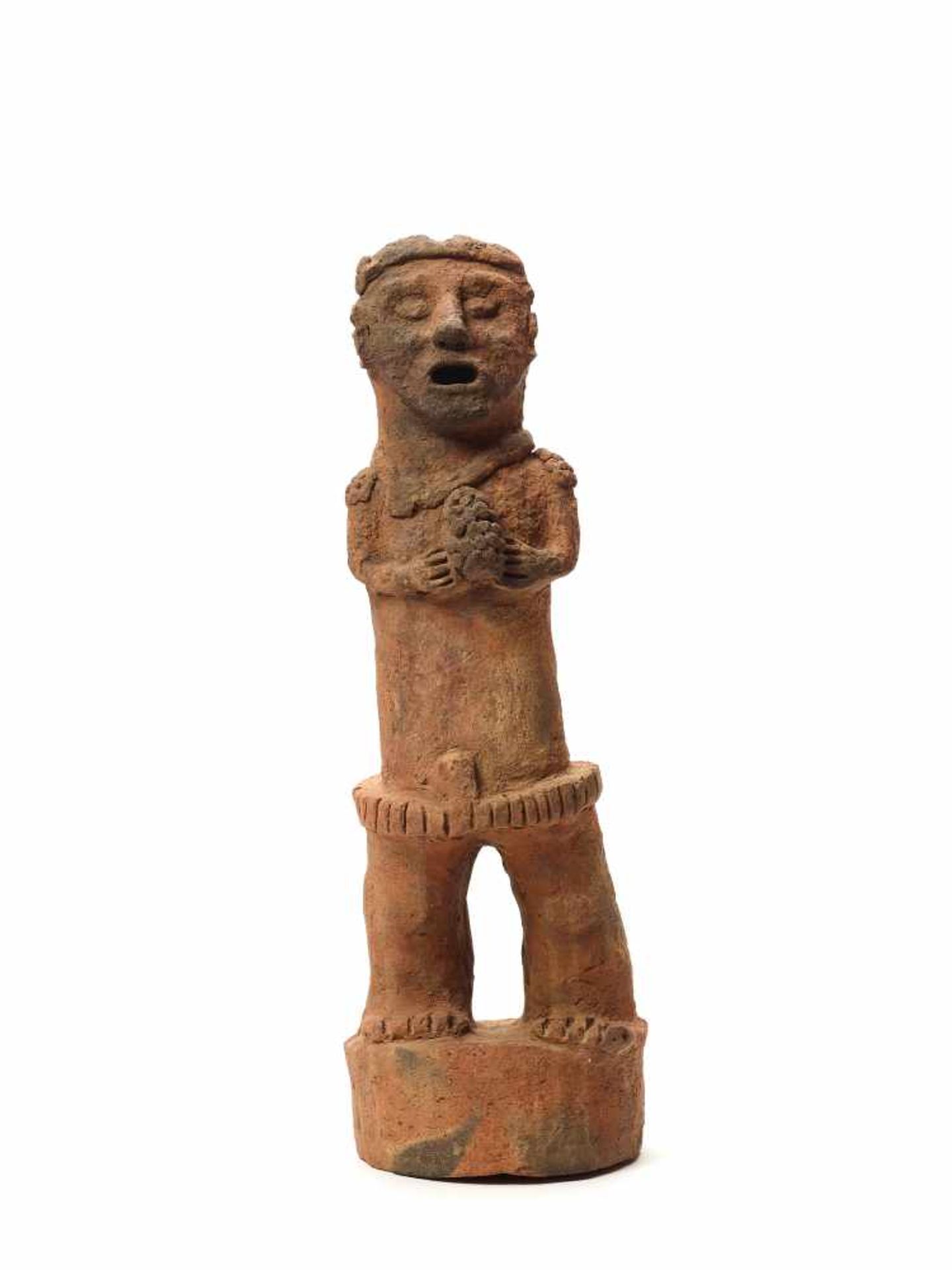 TL-TESTED STANDING FIGURE ON PEDESTAL - MAYA CIVILIZATION, GUATEMALA, C. 13TH CENTURYRed clayMaya