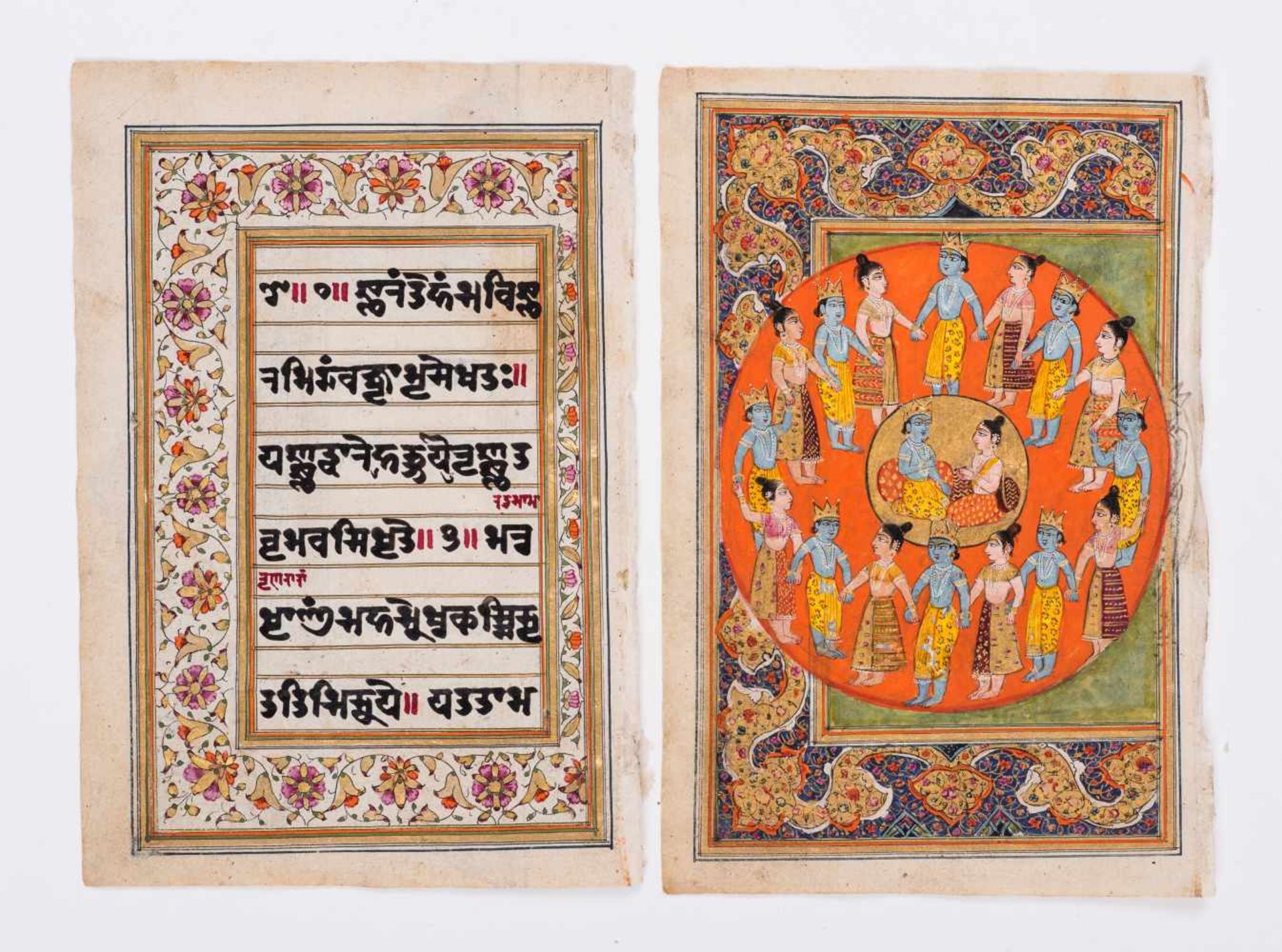 SIX MINIATURE PAINTINGS DEPICTING DEITIES - INDIA, 19th CENTURYMiniature painting with colors and - Bild 4 aus 7