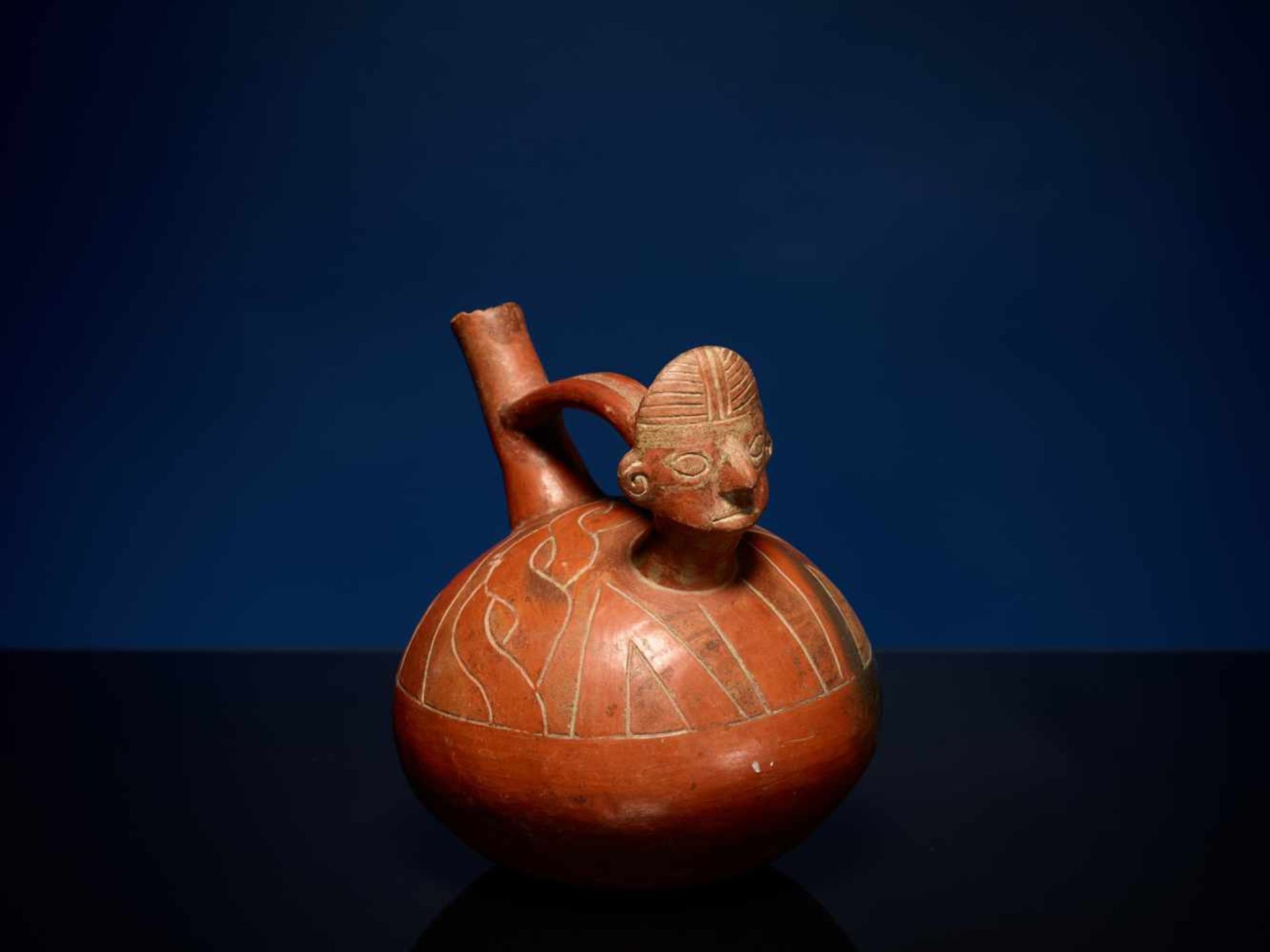 WHISTLE VESSEL - SALINAR CULTURE, PERU, C. 200 BCPainted fired claySalinar culture, Peru, c. 200 - Image 2 of 5