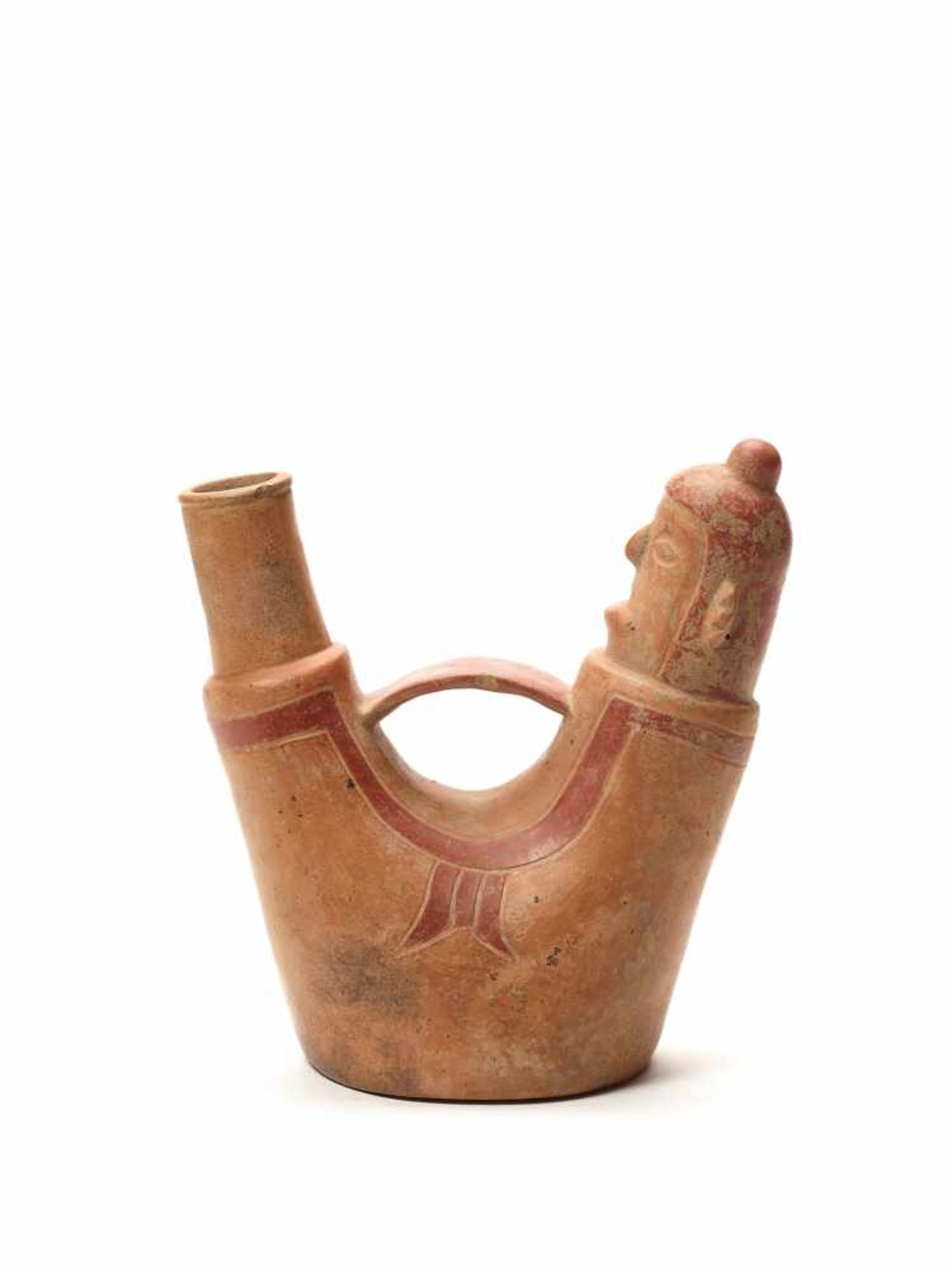 TL-TESTED U-SHAPED VESSEL - CHAVIN CULTURE, PERU, C. 5TH CENTURY BCFired clay with red color - Image 2 of 3