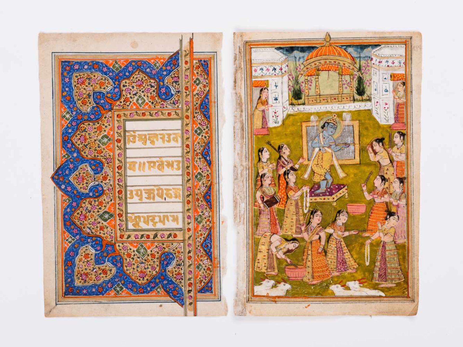 FOUR MINIATURE PAINTINGS DEPICTING DEITIES – INDIA, 19th CENTURYMiniature painting with gold and - Bild 2 aus 6