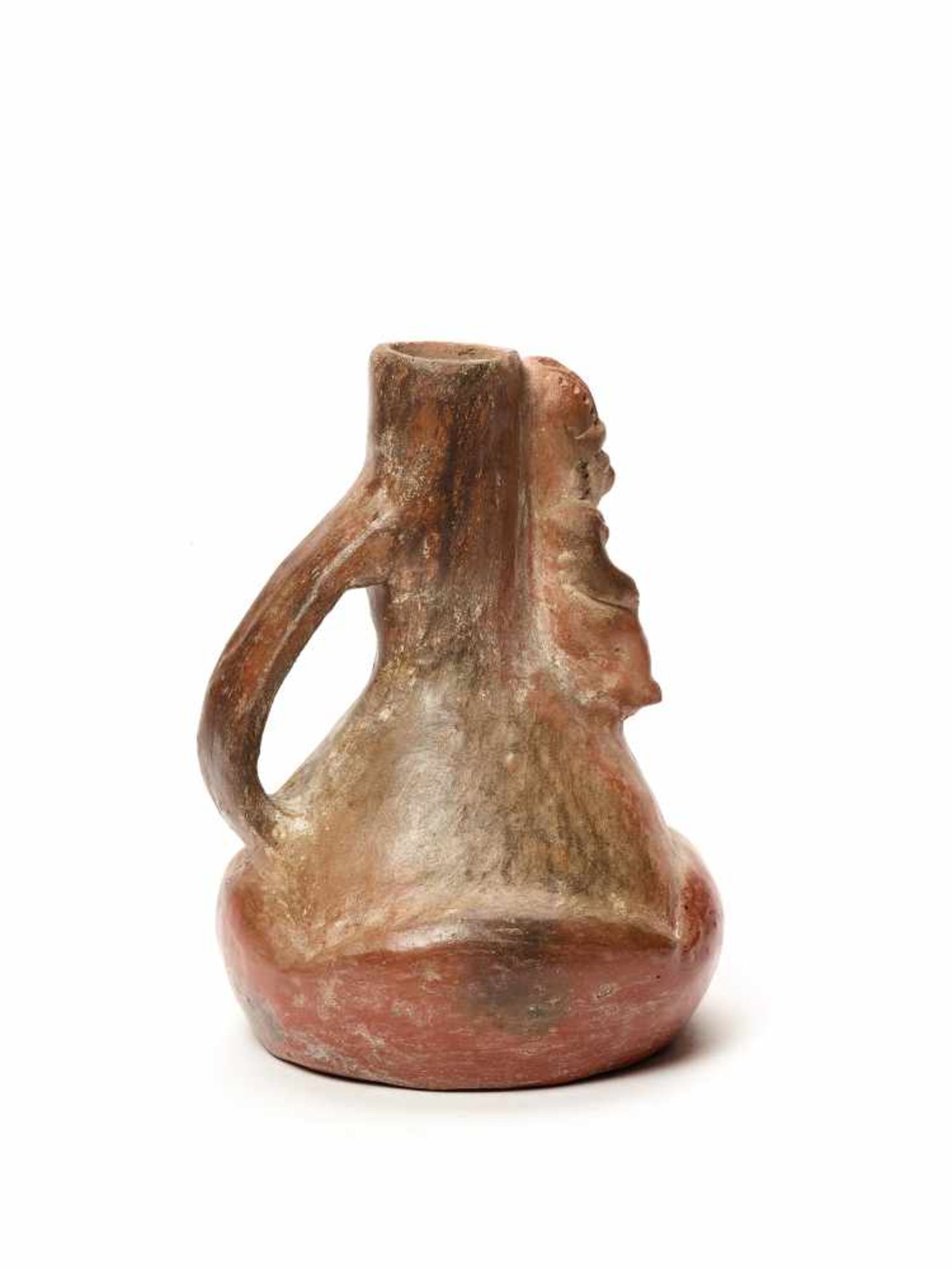 VESSEL WITH MAN - PRE-COLUMBIAN ERAFired clayPre-Columbian era, probably Colima, Colombia, c. 200 - Image 3 of 3