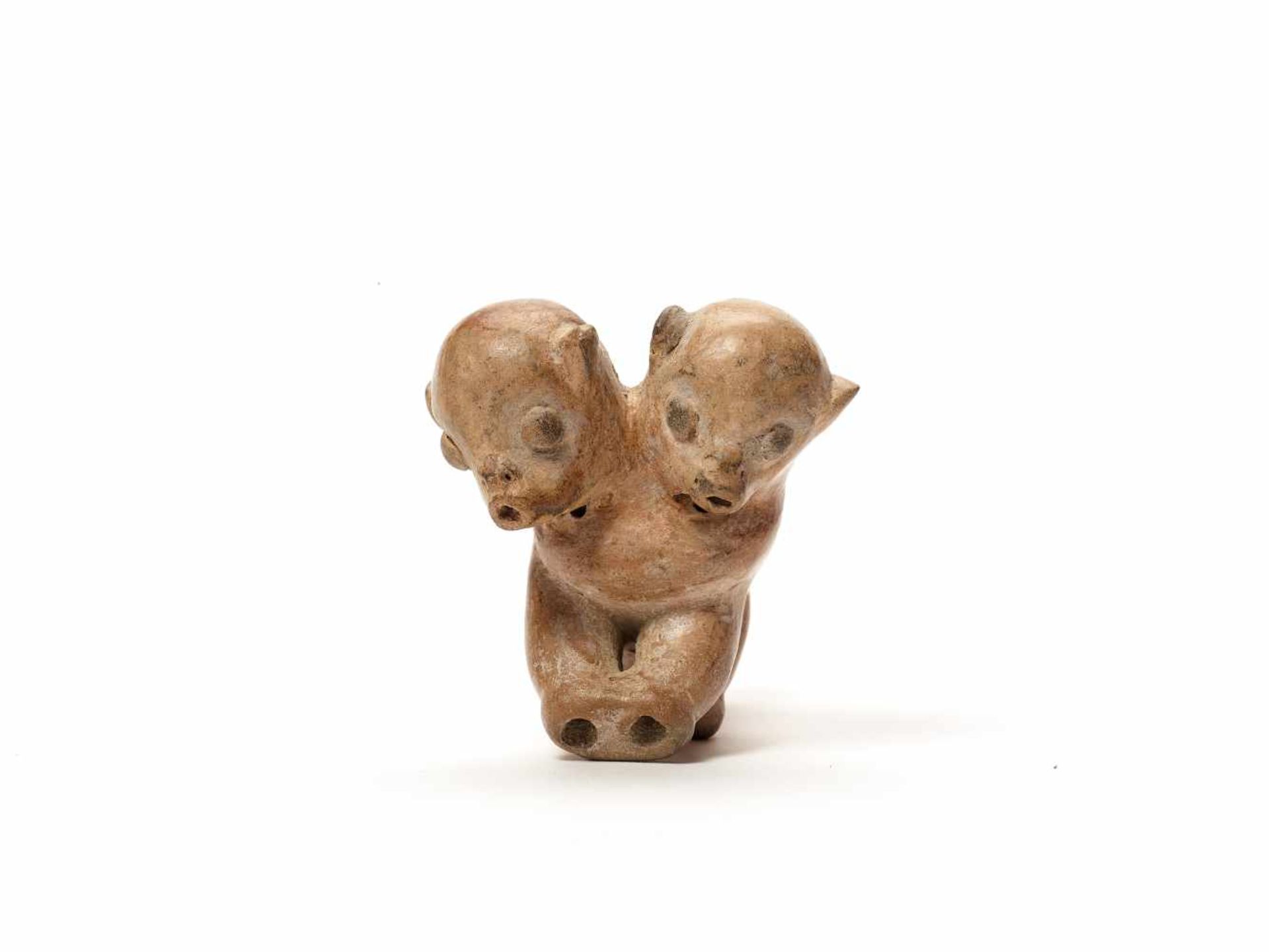 DOUBLE HEADED MONKEY WHISTLE - CHORRERA CULTURE, ECUADOR, C. 2ND CENTURYFired clayChorrera - Image 2 of 4