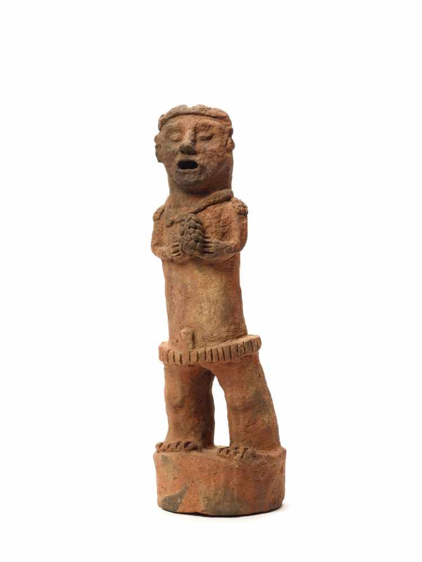 TL-TESTED STANDING FIGURE ON PEDESTAL - MAYA CIVILIZATION, GUATEMALA, C. 13TH CENTURYRed clayMaya - Image 2 of 5