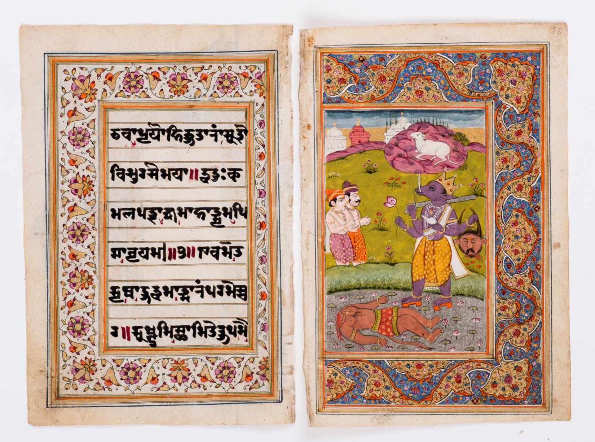 EIGHT MINIATURE PAINTINGS DEPICTING DEITIES - INDIA, 19th CENTURYMiniature painting with colors - Bild 4 aus 9