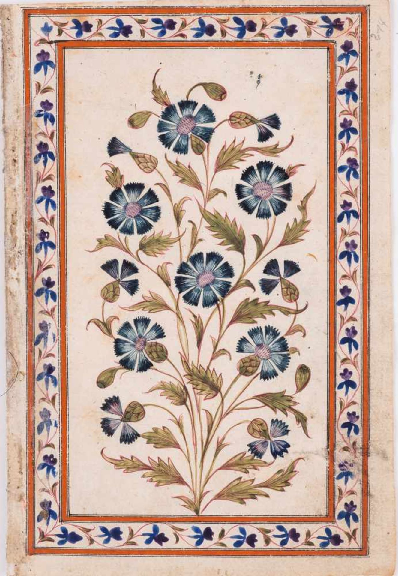 A GROUP OF ELEVEN FLOWER AND TREE MINIATURE PAINTINGS – INDIA 19th CENTURYWatercolors and gold paint - Bild 11 aus 12