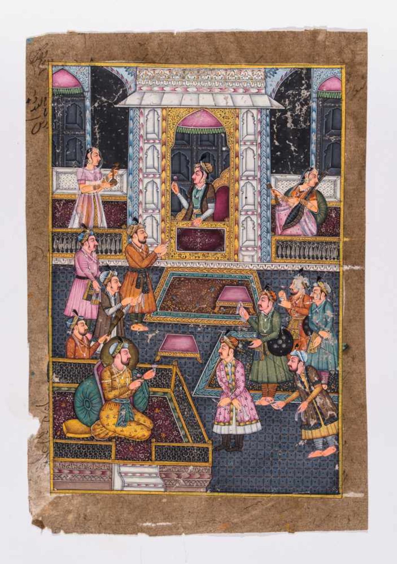 AN INDO-PERSIAN MINIATURE PAINTING - 19th CENTURYMiniature painting with colors and gold on