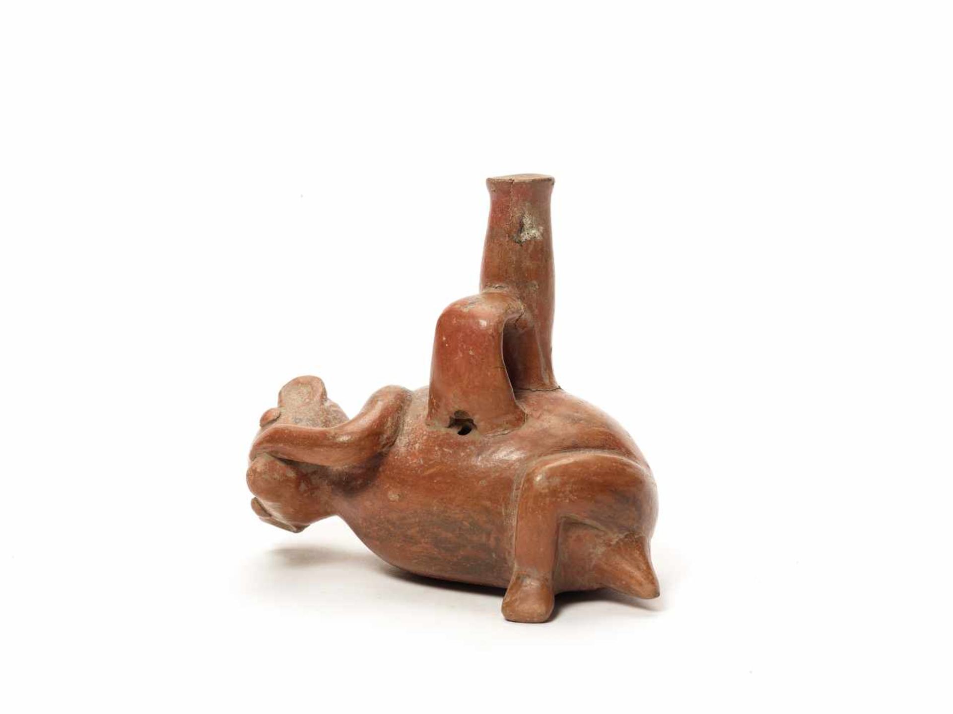 A COATIMUNDI-SHAPED WHISTLE - CHORRERA CULTURE, ECUADOR, C. 500 BC Fired clayChorrera culture, - Image 2 of 2