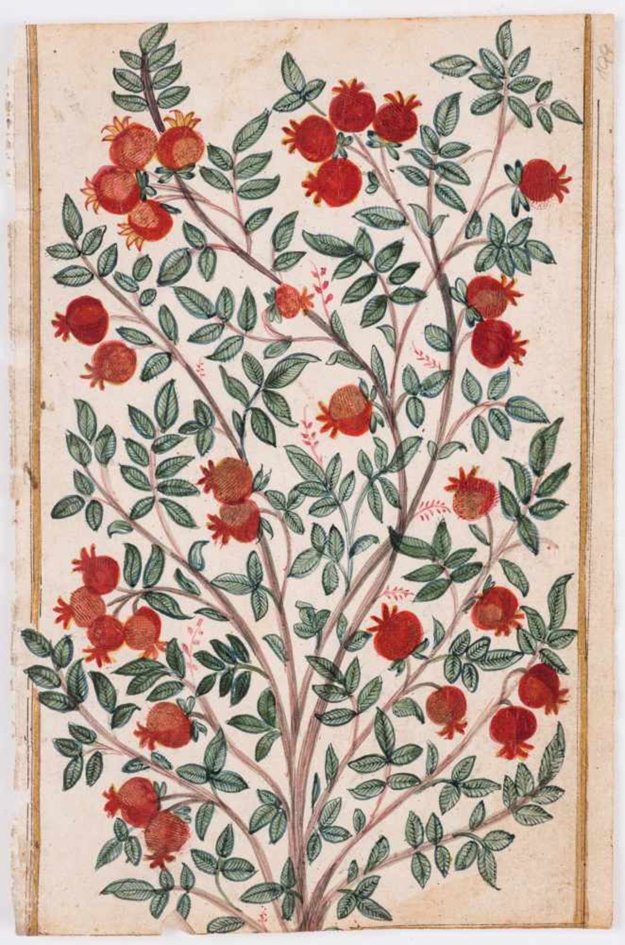 A GROUP OF ELEVEN FLOWER AND TREE MINIATURE PAINTINGS – INDIA 19th CENTURYWatercolors and gold paint - Bild 6 aus 12