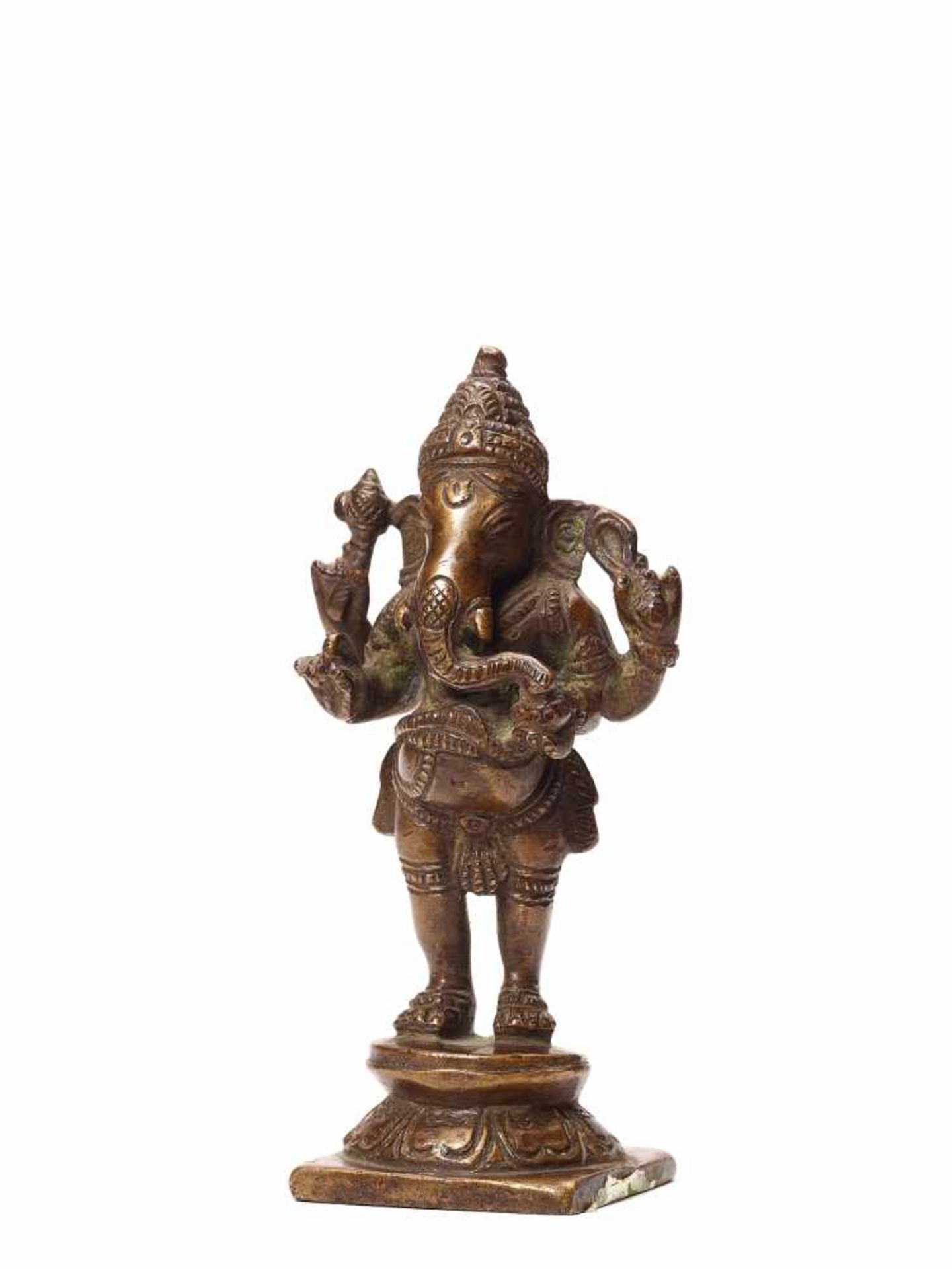 A 19th CENTURY INDIAN BRONZE FIGURE OF GANESHABronzeIndia, 19th centuryThe god of new beginnings, - Image 2 of 5