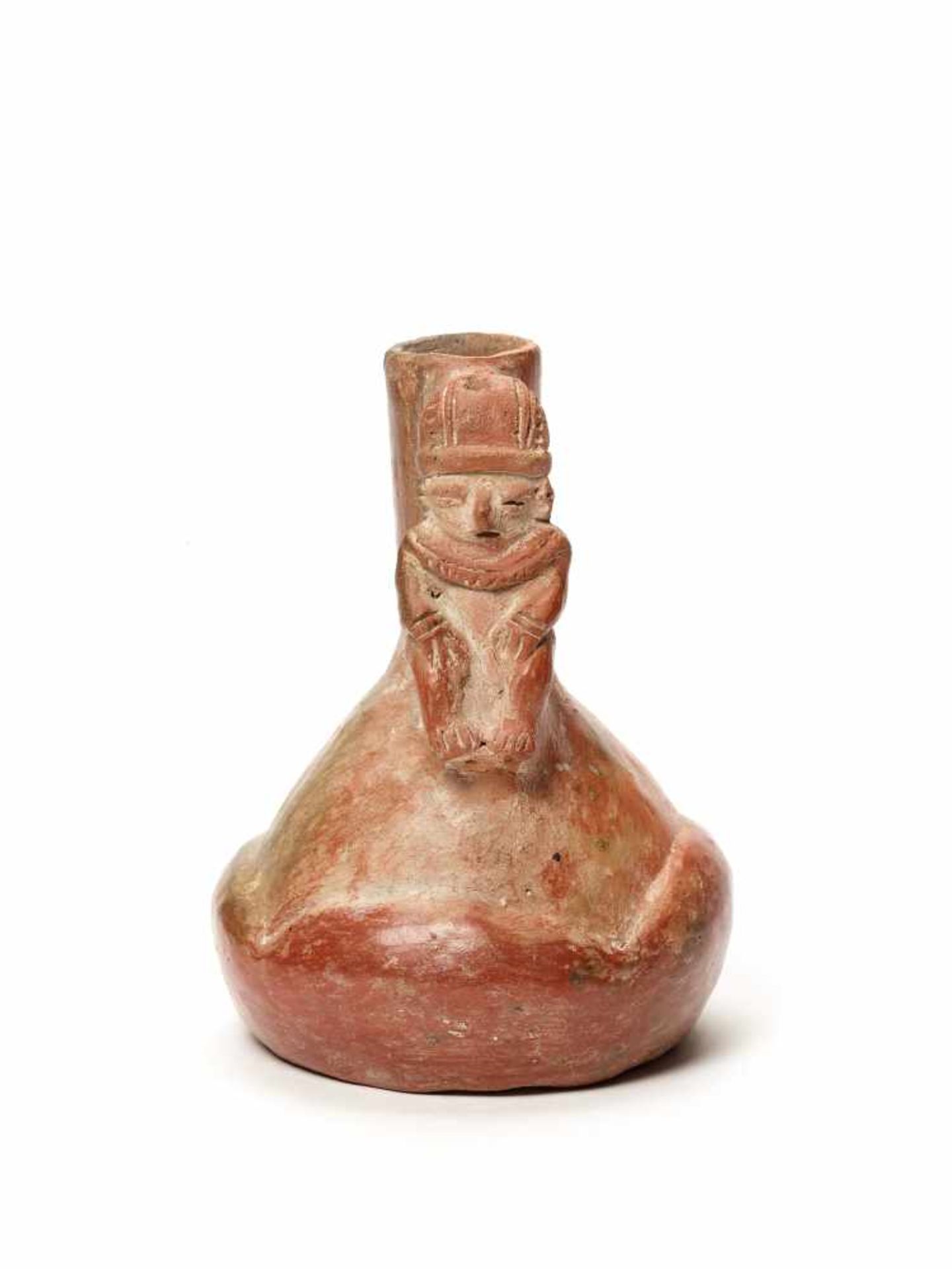 VESSEL WITH MAN - PRE-COLUMBIAN ERAFired clayPre-Columbian era, probably Colima, Colombia, c. 200 - Image 2 of 3