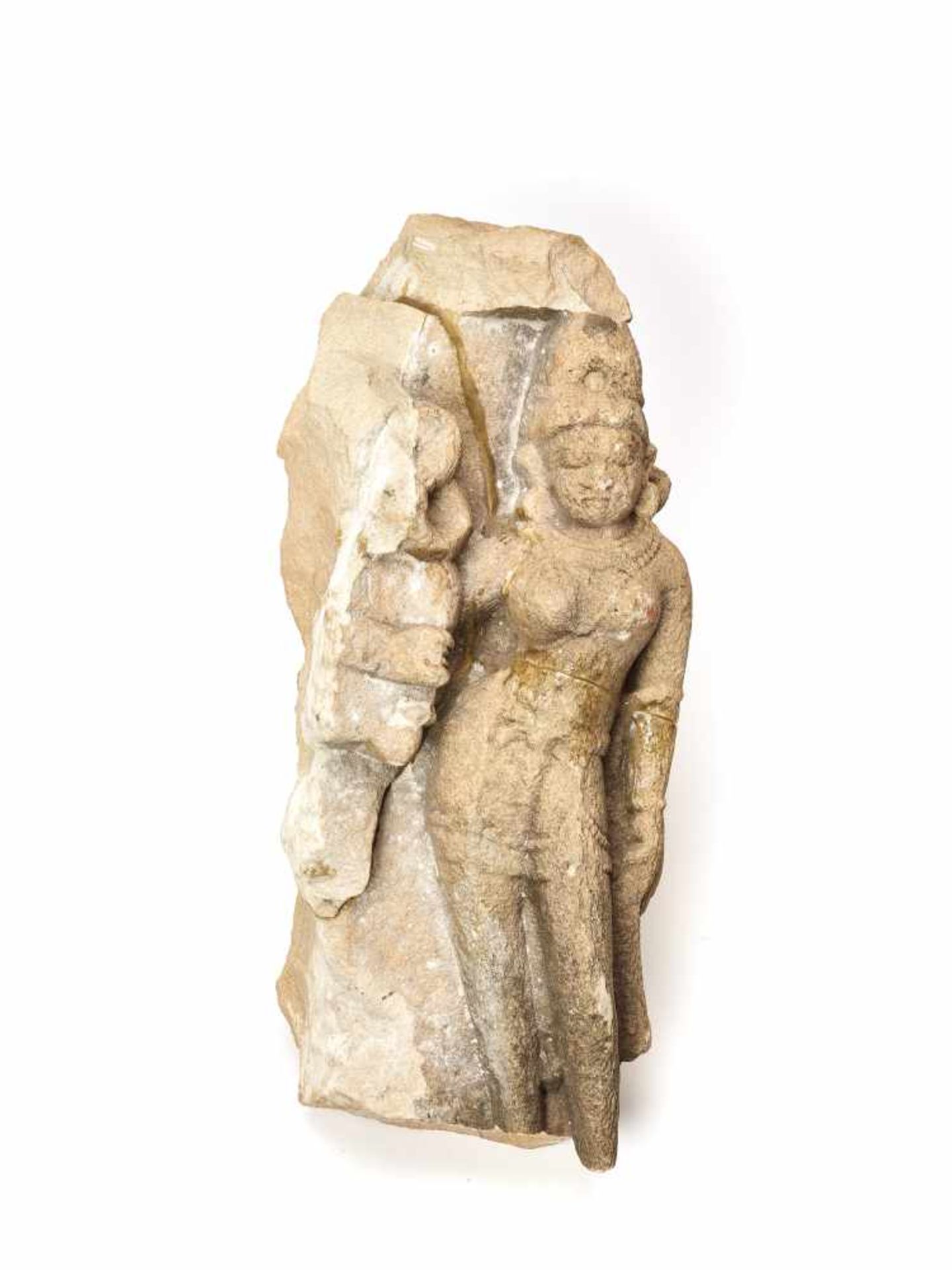 A NORTH INDIAN SANDSTONE FIGURE OF A DEVI, 14th/15th CENTURYSandstoneNorth India, 14th/15th - Image 2 of 3