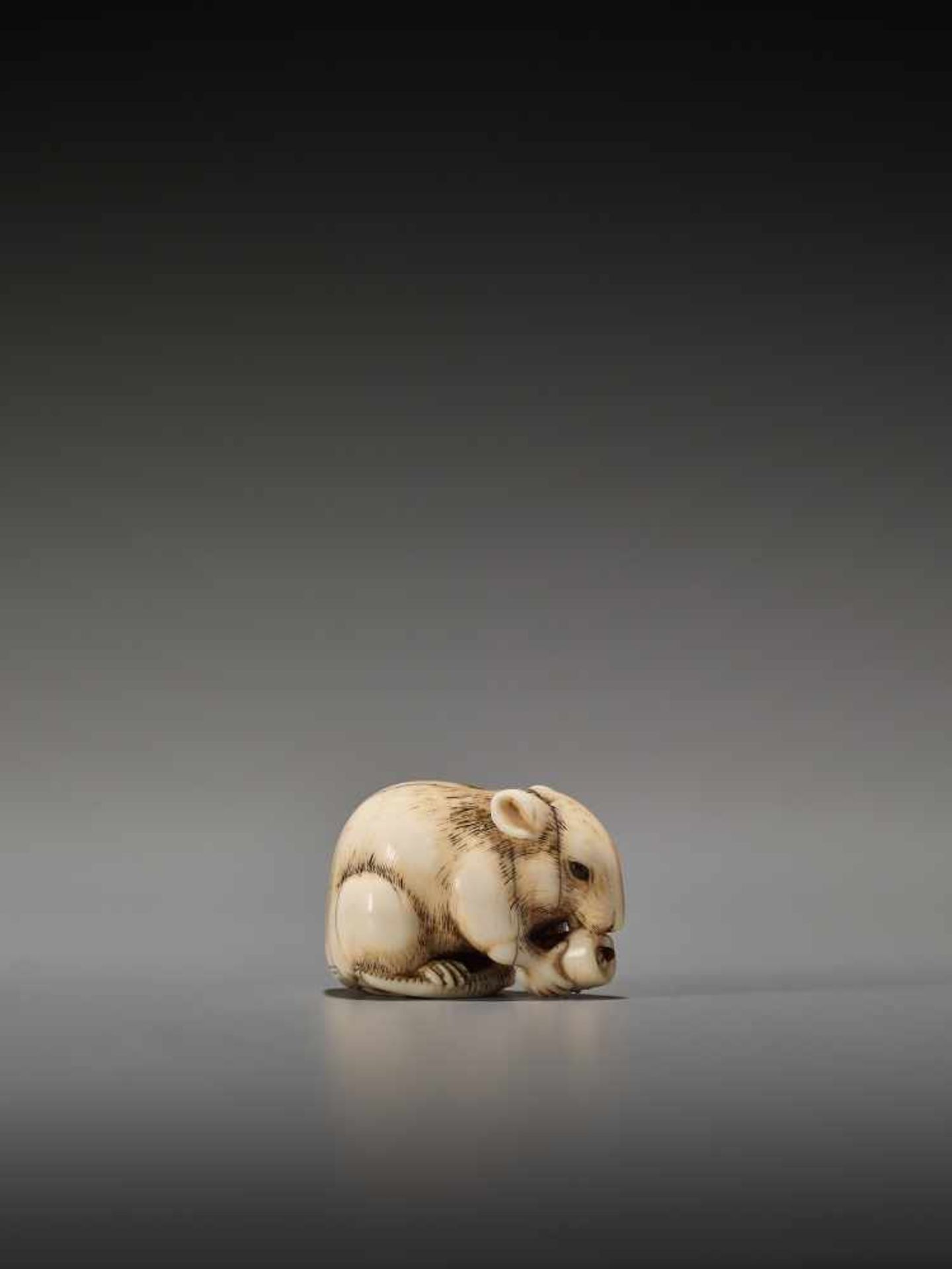 A FINE IVORY NETSUKE OF A RAT WITH CANDLE BY YAMAGUCHI OKATOMOBy Okatomo, ivory netsukeJapan, Kyoto, - Image 8 of 10