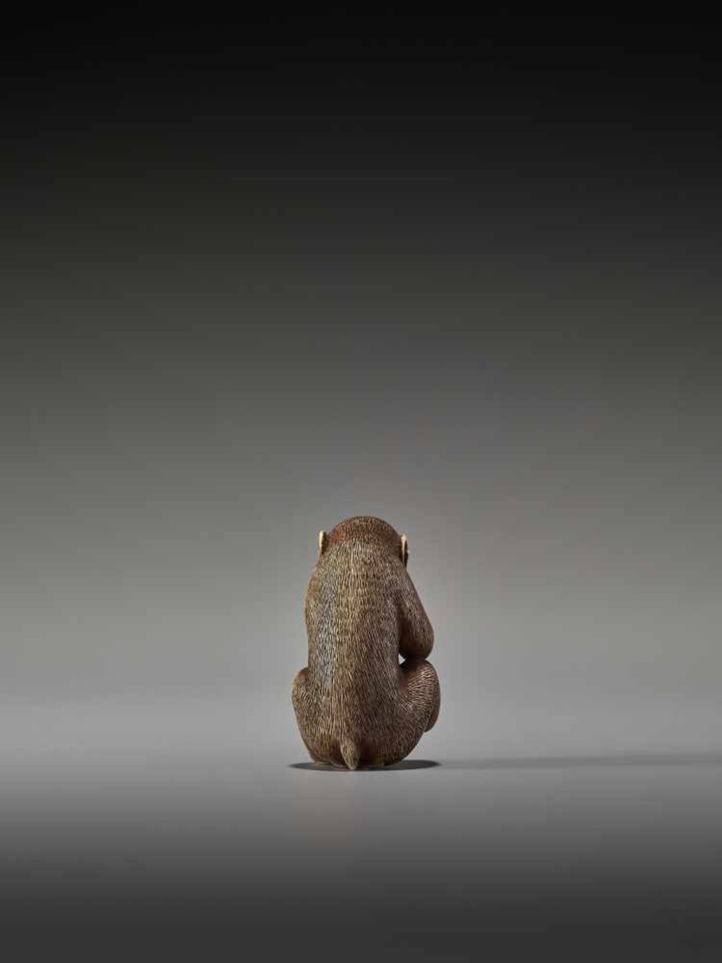 AN IVORY SHUNGA NETSUKE OF A MONKEYUnsigned, ivory shunga netsukeJapan, 20th centuryA very unusual - Bild 5 aus 7