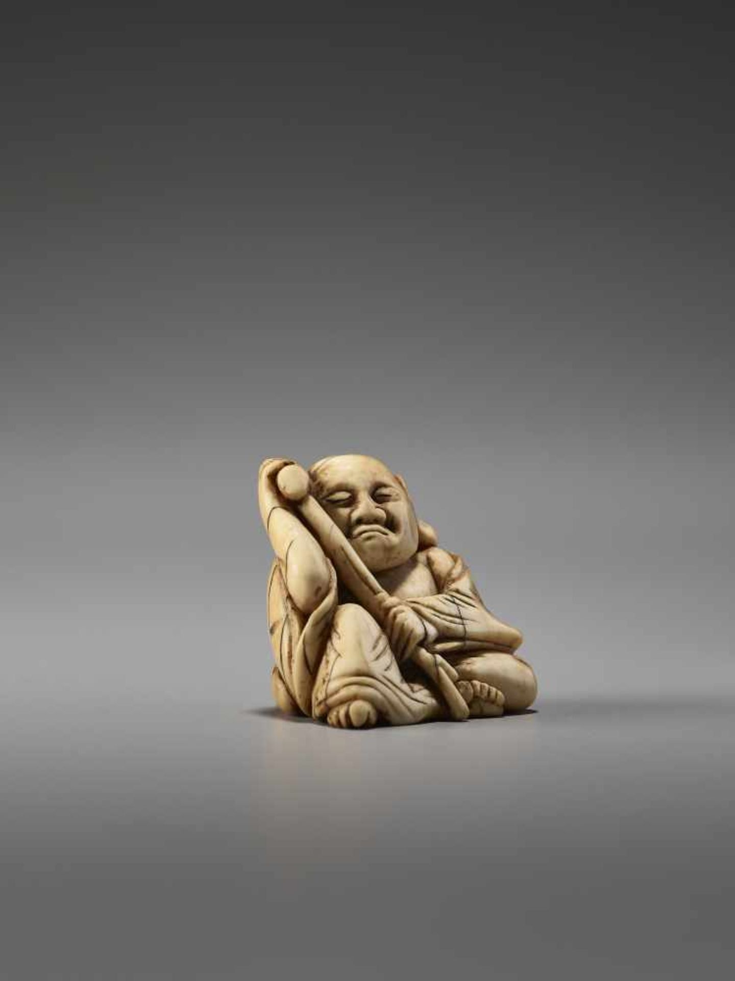 AN IVORY SEAL NETSUKE OF HOTEIThe seal reading Masashige, ivory seal netsukeJapan, late 18th – early