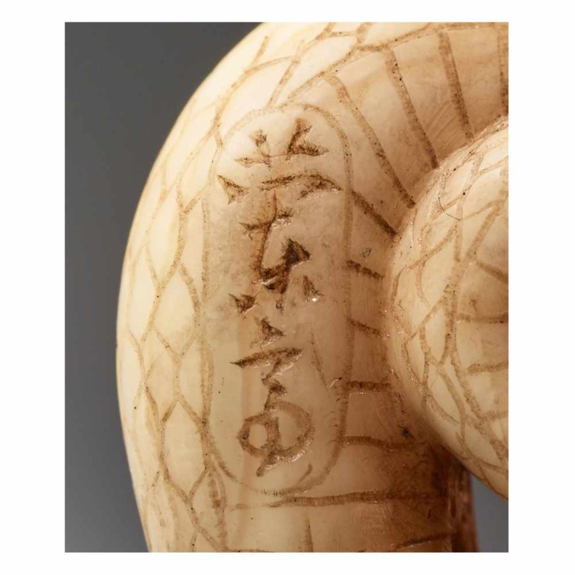 A RARE MARINE IVORY NETSUKE OF A COILED SNAKE BY RANTEIBy Rantei, marine ivory netsukeJapan, - Image 7 of 8