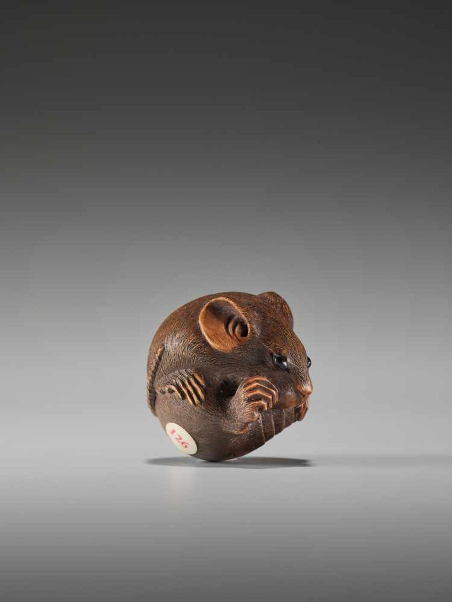 A FINE WOOD NETSUKE OF A COILED RAT BY MASANAOBy Masanao, wood netsukeJapan, Ise-Yamada, 19th - Image 5 of 8