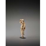 A GOOD TALL IVORY NETSUKE DEPICTING TEKKAI SENNINUnsigned, ivory netsukeJapan, early 19th century,