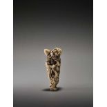 A TALL IVORY NETSUKE OF CHOKARO SENNINUnsigned, ivory netsukeJapan, 18th century, Edo period (1615-