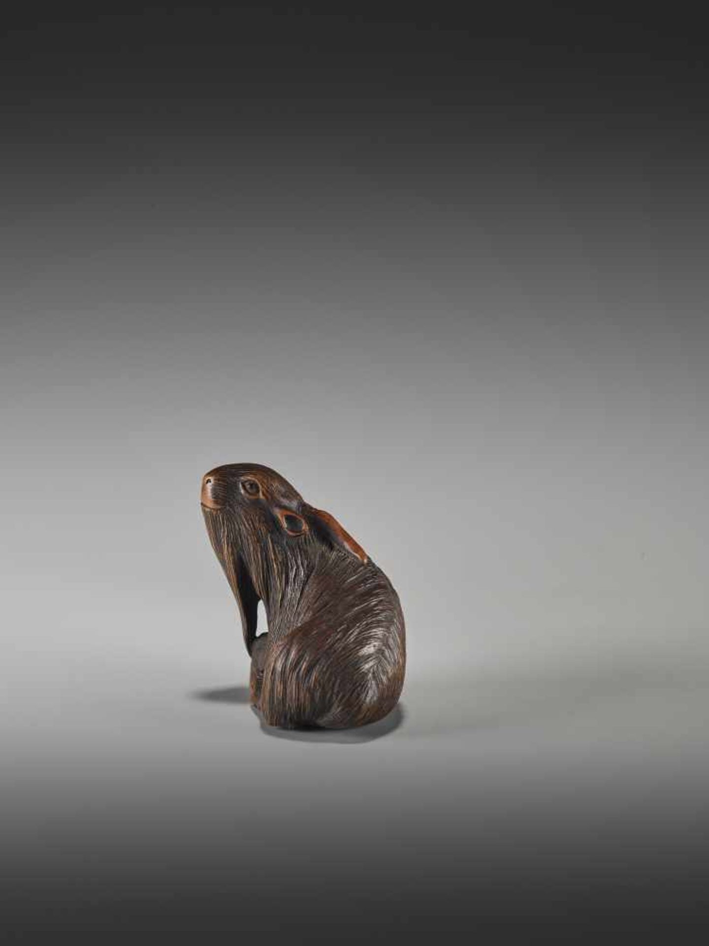 A WOOD NETSUKE OF A GOAT BY MASANAOBy Masanao, wood netsukeJapan, Ise-Yamada, 19th century, Edo - Image 7 of 10