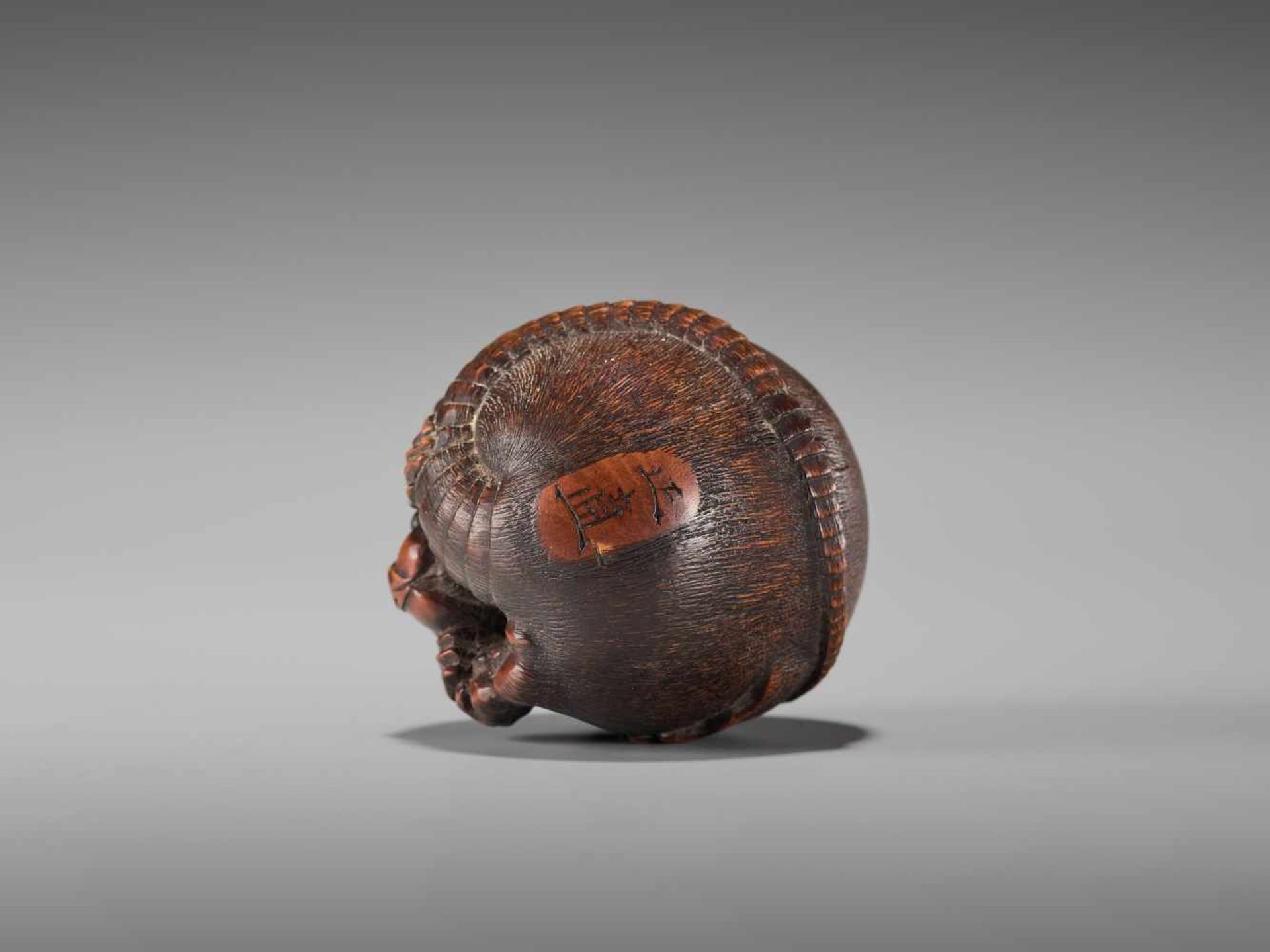 A LARGE WOOD NETSUKE OF A COILED RAT BY MASANAOBy Masanao, wood netsukeJapan, Ise-Yamada, 19th - Bild 7 aus 9