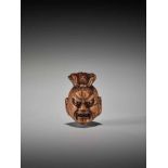 A WOOD NETSUKE OF A SEVERED NIO HEADUnsigned, wood netsukeJapan, 19th century, Edo period (1615-