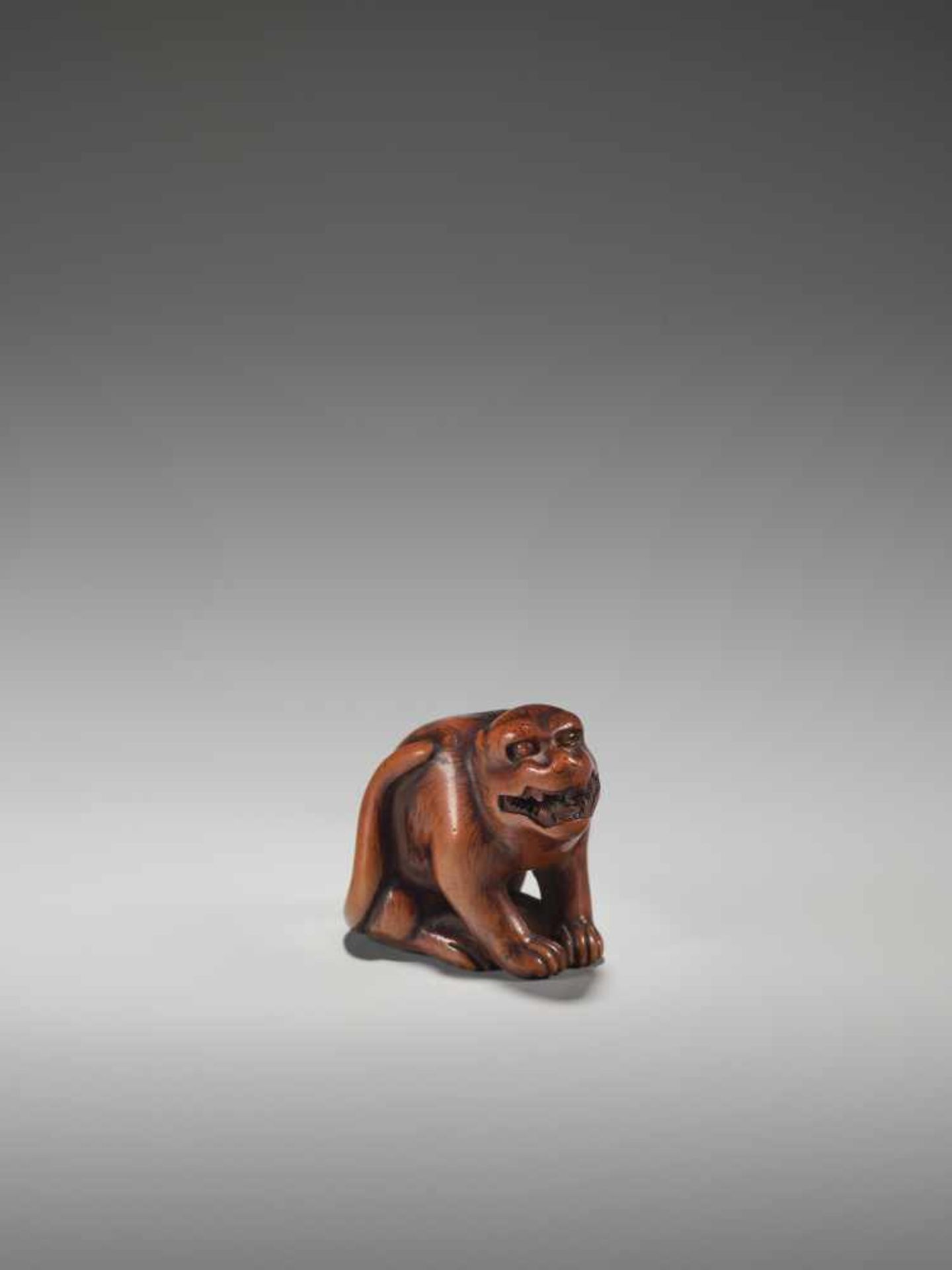 A WOOD NETSUKE OF A TIGERUnsigned, wood netsukeJapan, early 19th century, Edo period (1615-1868) - Bild 4 aus 8