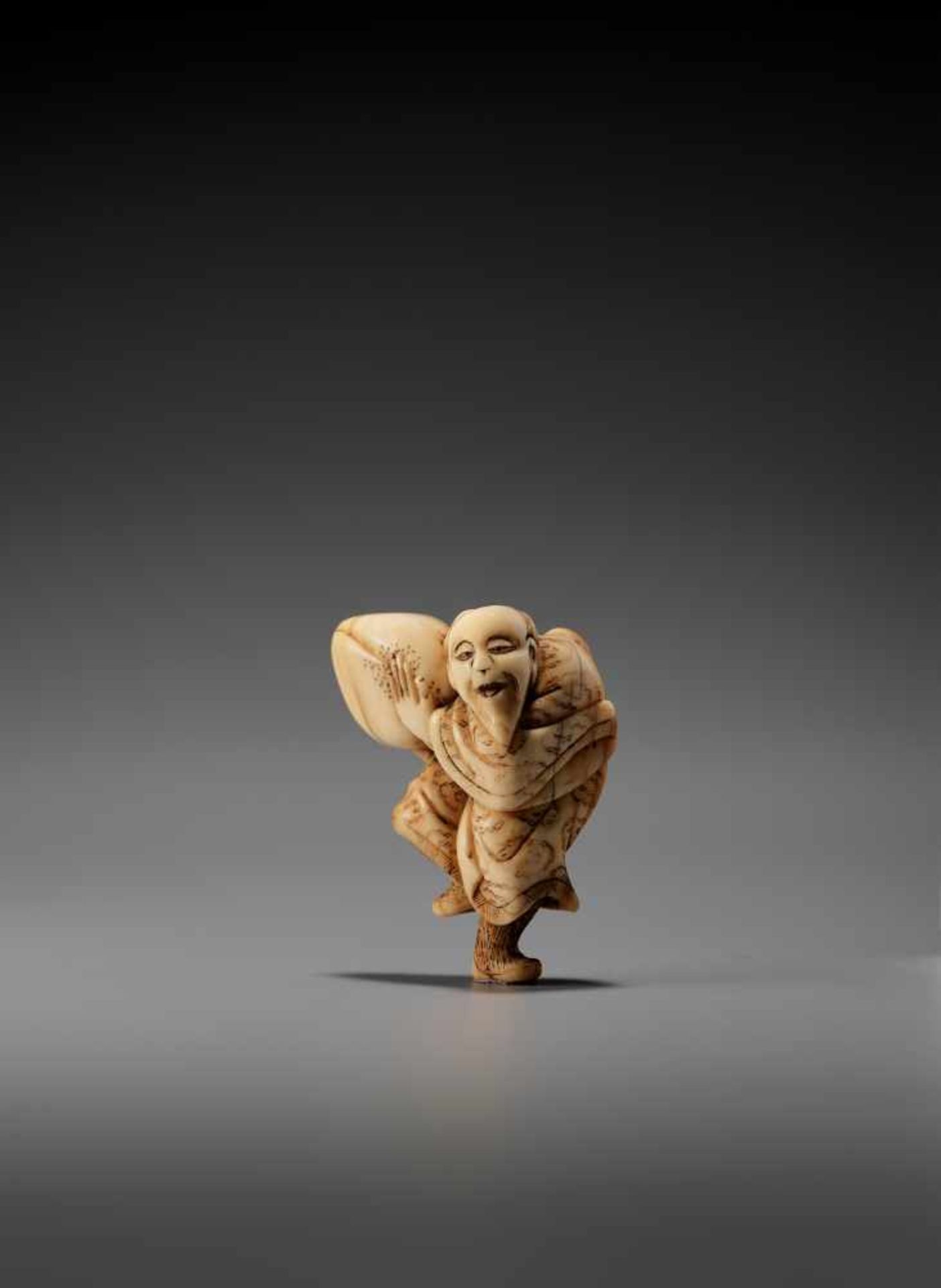 AN IVORY NETSUKE OF THE SENNIN TOBOSAKU BY MASAMORIBy Masamori, ivory netsukeJapan, 19th century, - Bild 3 aus 7