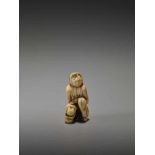 A RARE AND EARLY IVORY NETSUKE OF TWO MONKEYSUnsigned, ivory netsukeJapan, 18th century, Edo