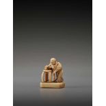 AN EARLY IVORY NETSUKE OF A CHINESE IMMORTAL WITH A FLUTEUnsigned, ivory netsukeJapan, 18th century,