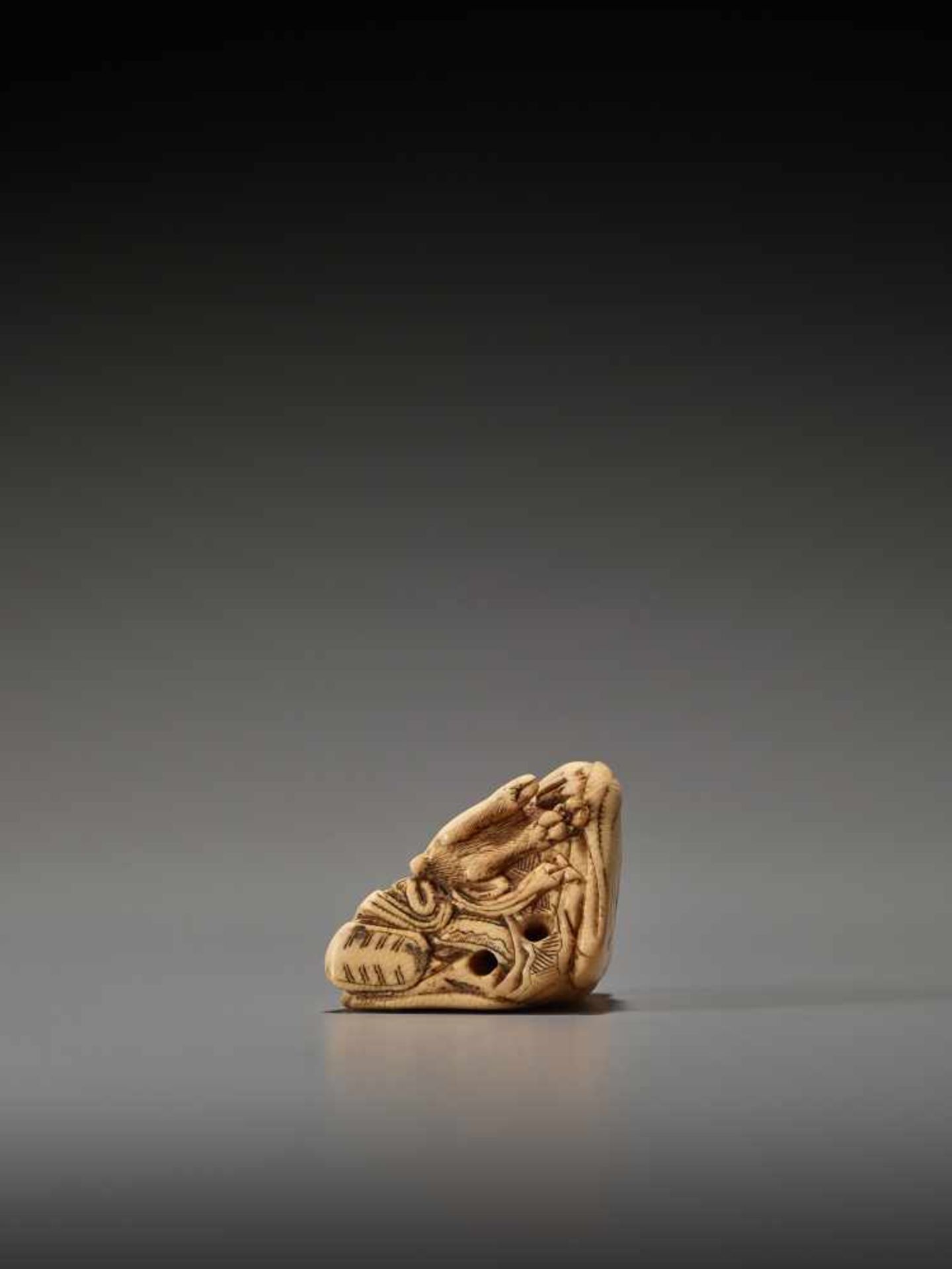 AN IVORY NETSUKE OF JUROJIN WITH STAGUnsigned, ivory netsukeJapan, 19th century, Edo period (1615- - Image 7 of 7