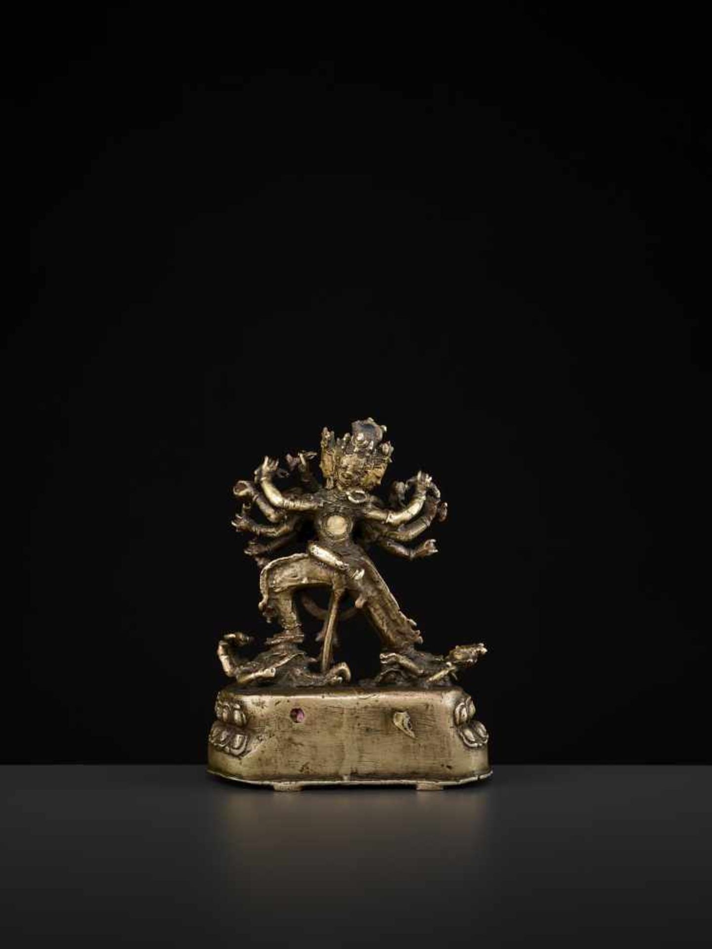 A CAKRASAMVARA BRONZE 17TH CENTURY Nepal. The four-headed and twelve-armed Cakrasamvara entangled by - Image 10 of 15