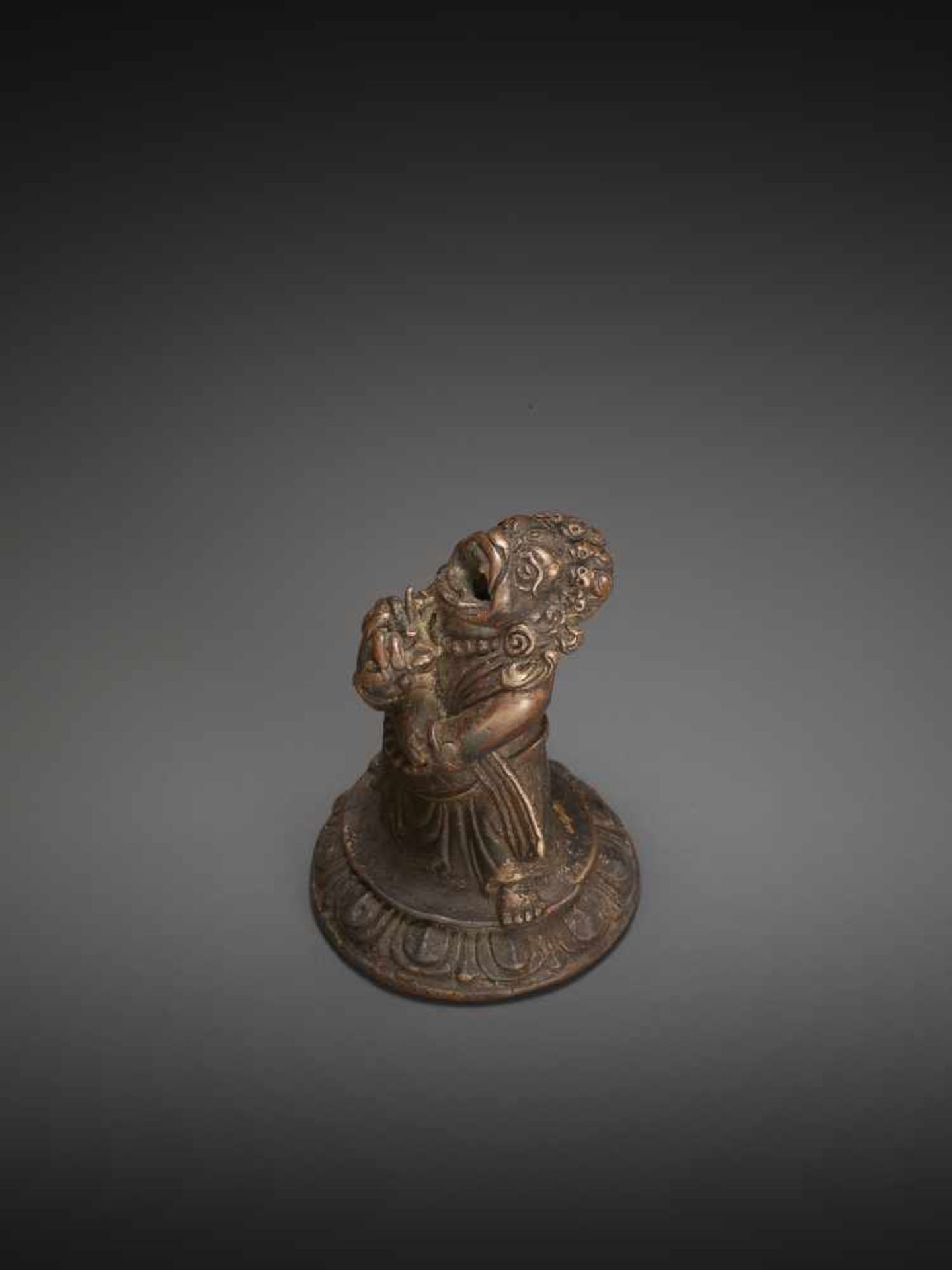 A WRATHFUL TANTRIC DEITY 17TH CENTURYA remarkable Tibetan copper bronze of a wrathful deity - Image 4 of 9