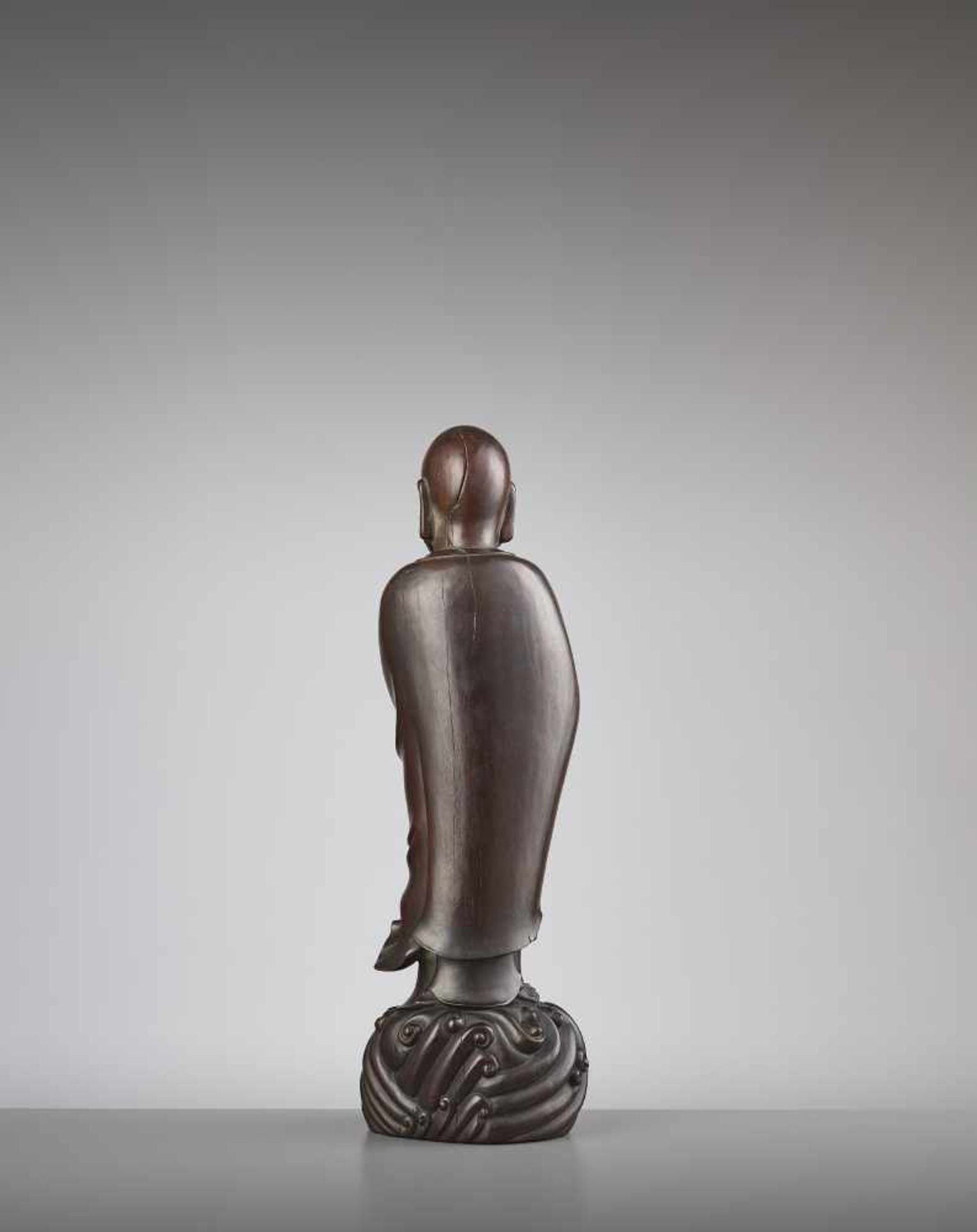 A ZITAN STATUE OF DAMO 18TH CENTURYChina, late 17th- mid 18th century. The large statue is - Image 6 of 10