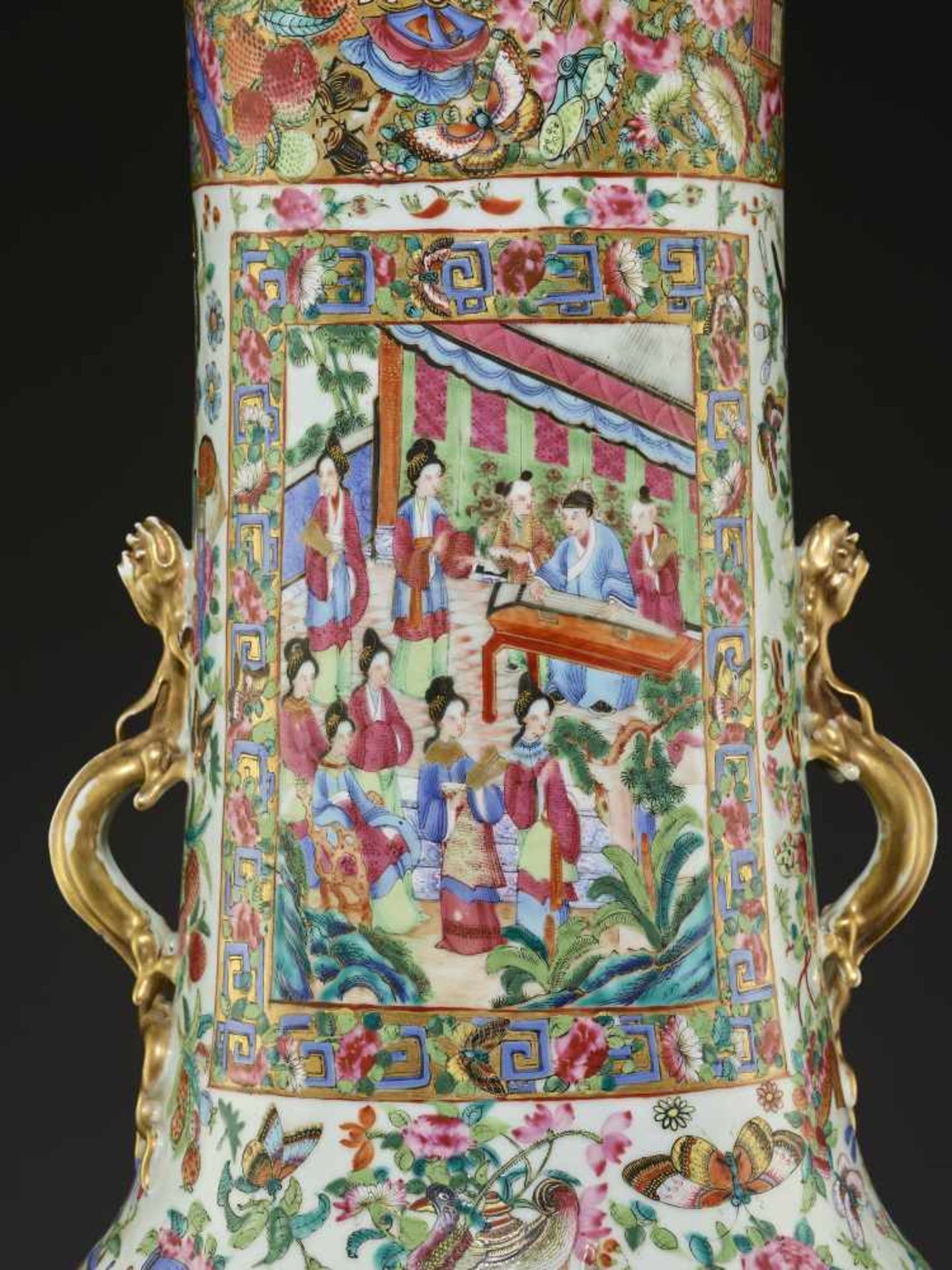 TWO LARGE WATER MARGIN VASES, 1850sChina, mid-19th century. Painted in bright enamels from the - Image 13 of 21