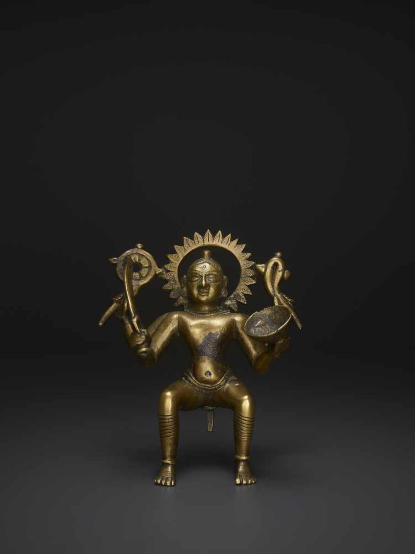 A RARE HINDU BRONZE DEITY India, 17th - 18th century. Finely cast bronze with neatly incised - Image 3 of 6