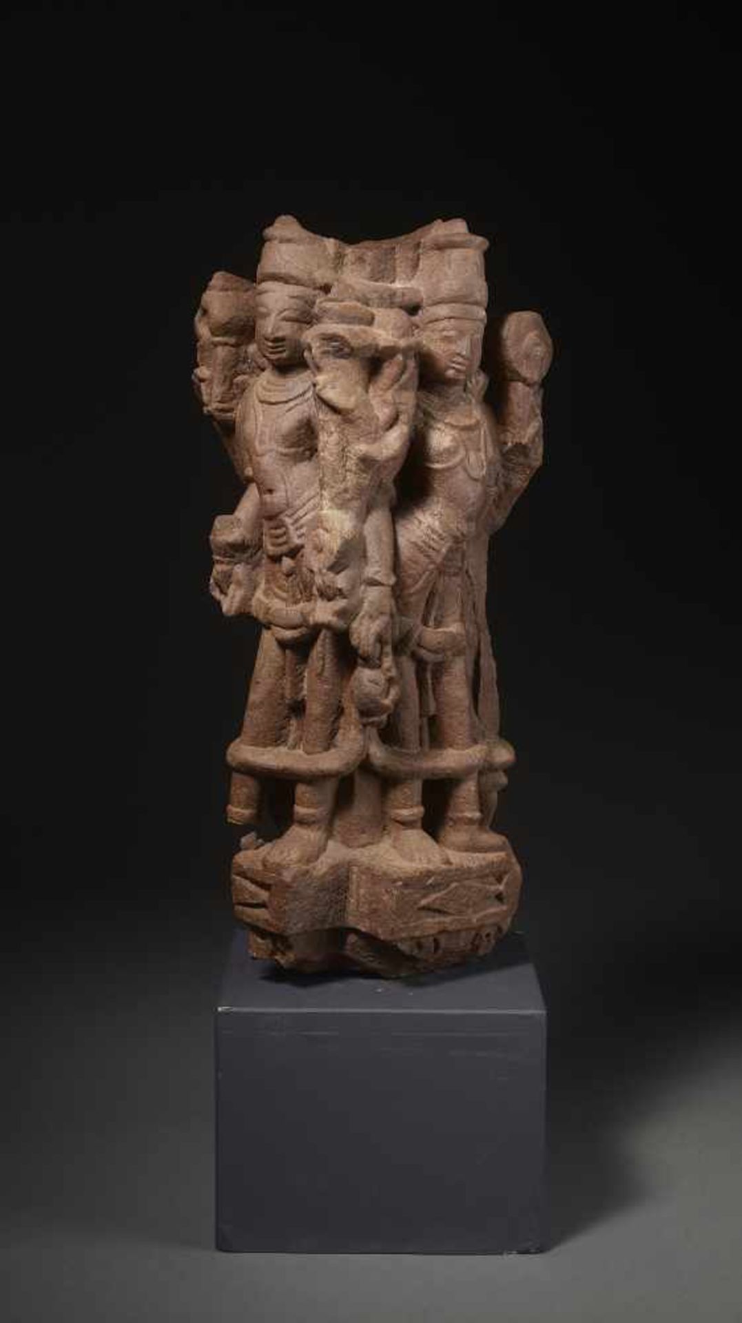 A RARE PILLAR WITH VISHNU AND LAKSHMIIndia, Rajasthan or Madhya Pradesh, 11th-12th century. The