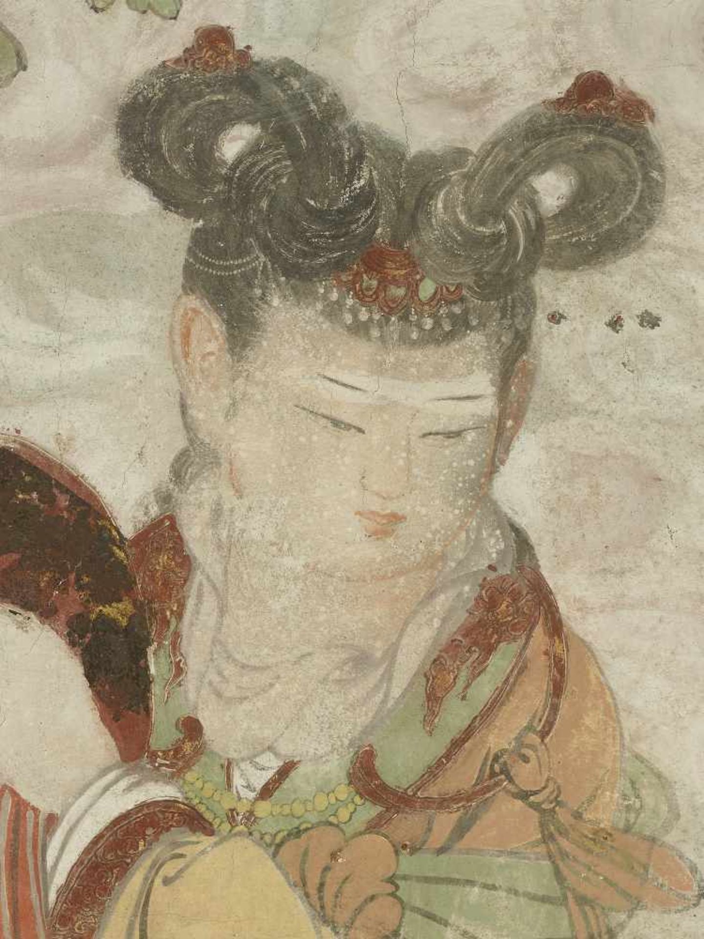 A STUCCO FRESCO, YUAN-MINGChina, 13th-16th century. Polychrome fresco painting with a celestial