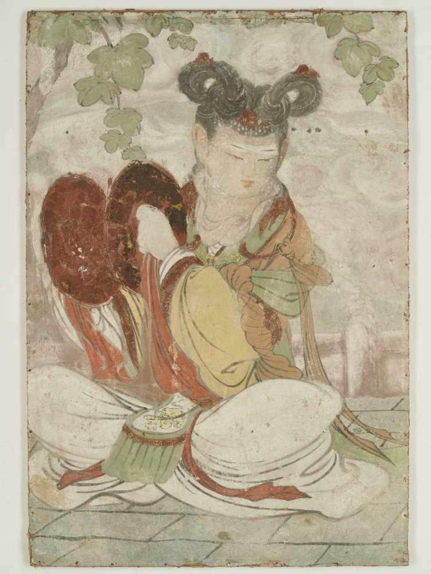 A STUCCO FRESCO, YUAN-MINGChina, 13th-16th century. Polychrome fresco painting with a celestial - Image 3 of 6