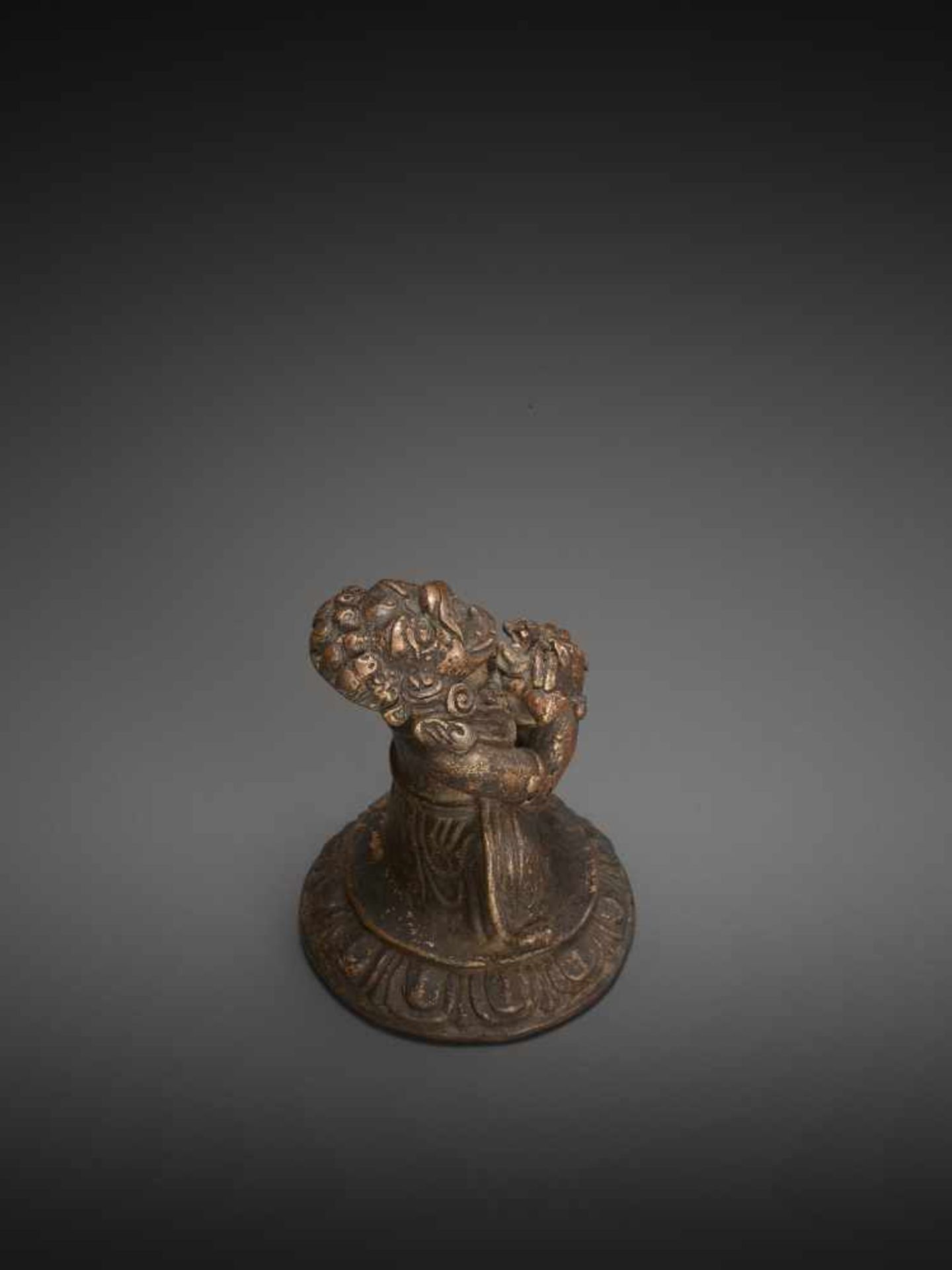 A WRATHFUL TANTRIC DEITY 17TH CENTURYA remarkable Tibetan copper bronze of a wrathful deity - Image 7 of 9