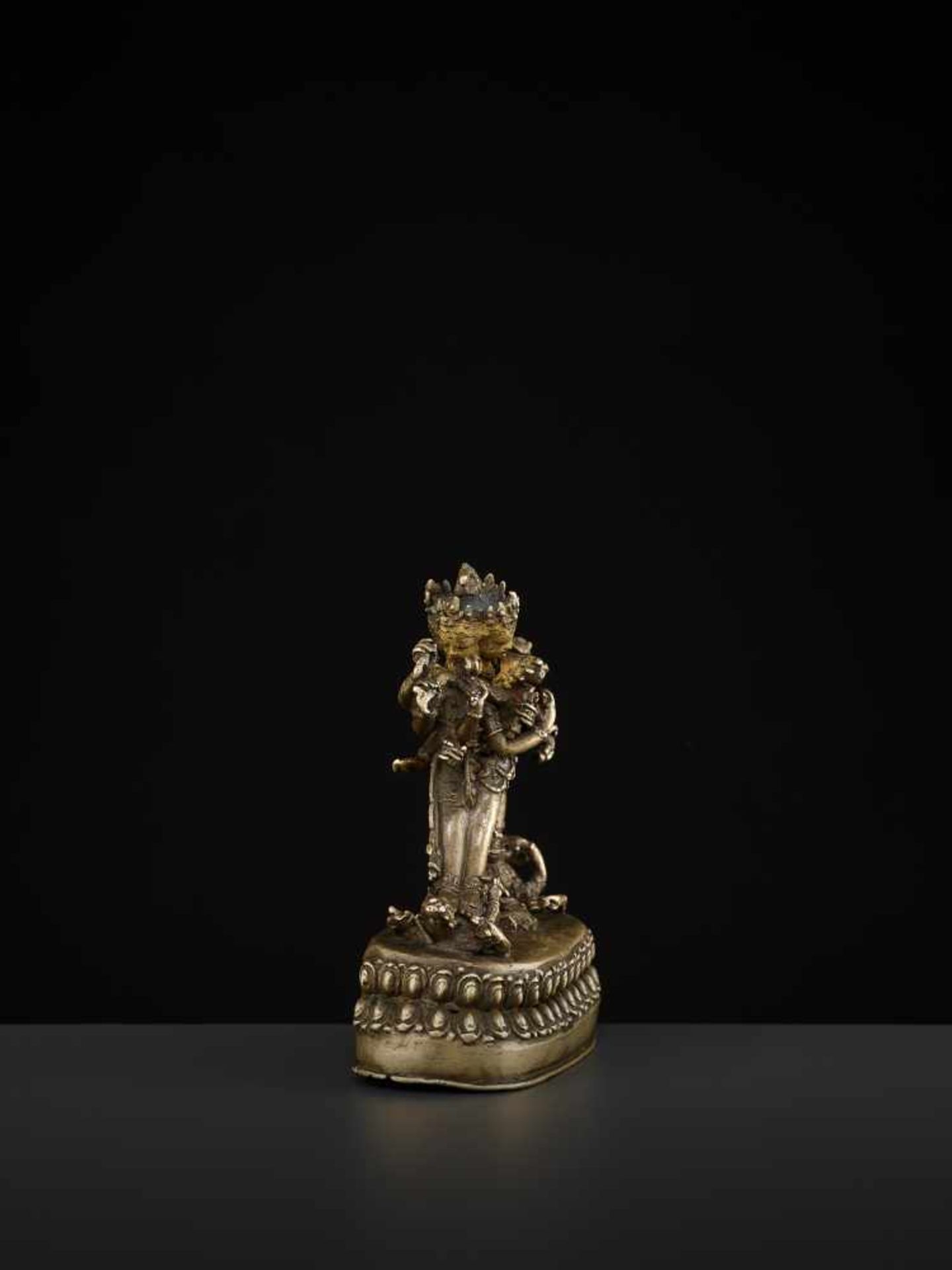 A CAKRASAMVARA BRONZE 17TH CENTURY Nepal. The four-headed and twelve-armed Cakrasamvara entangled by - Image 12 of 15