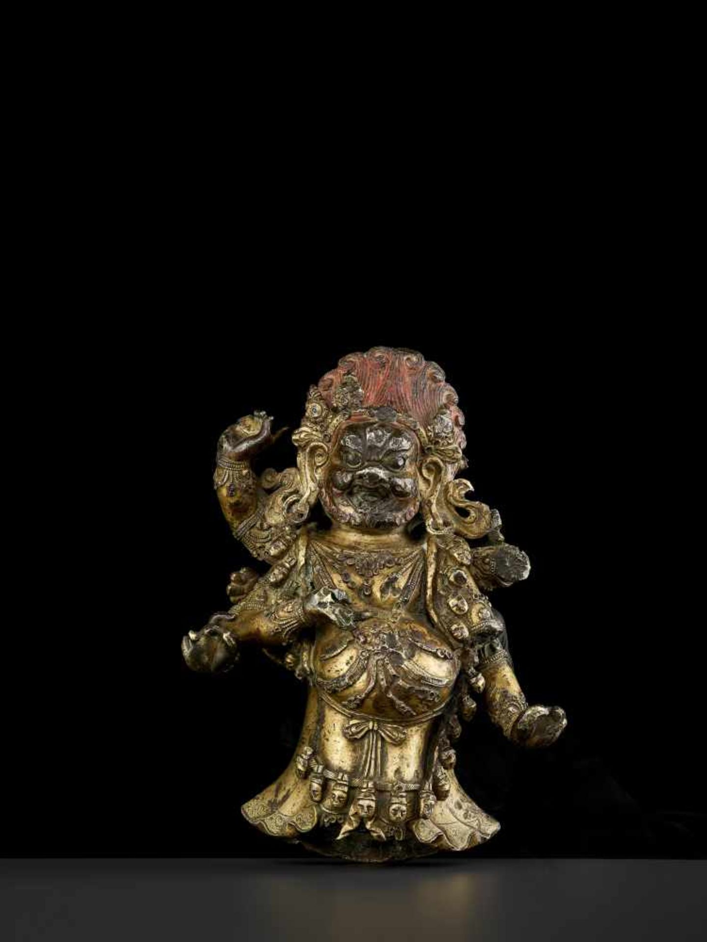 A MING BRONZE OF SHADBHUJA MAHAKALASino-Tibetan, 16th - 17th century. The massive and heavily cast - Image 2 of 13